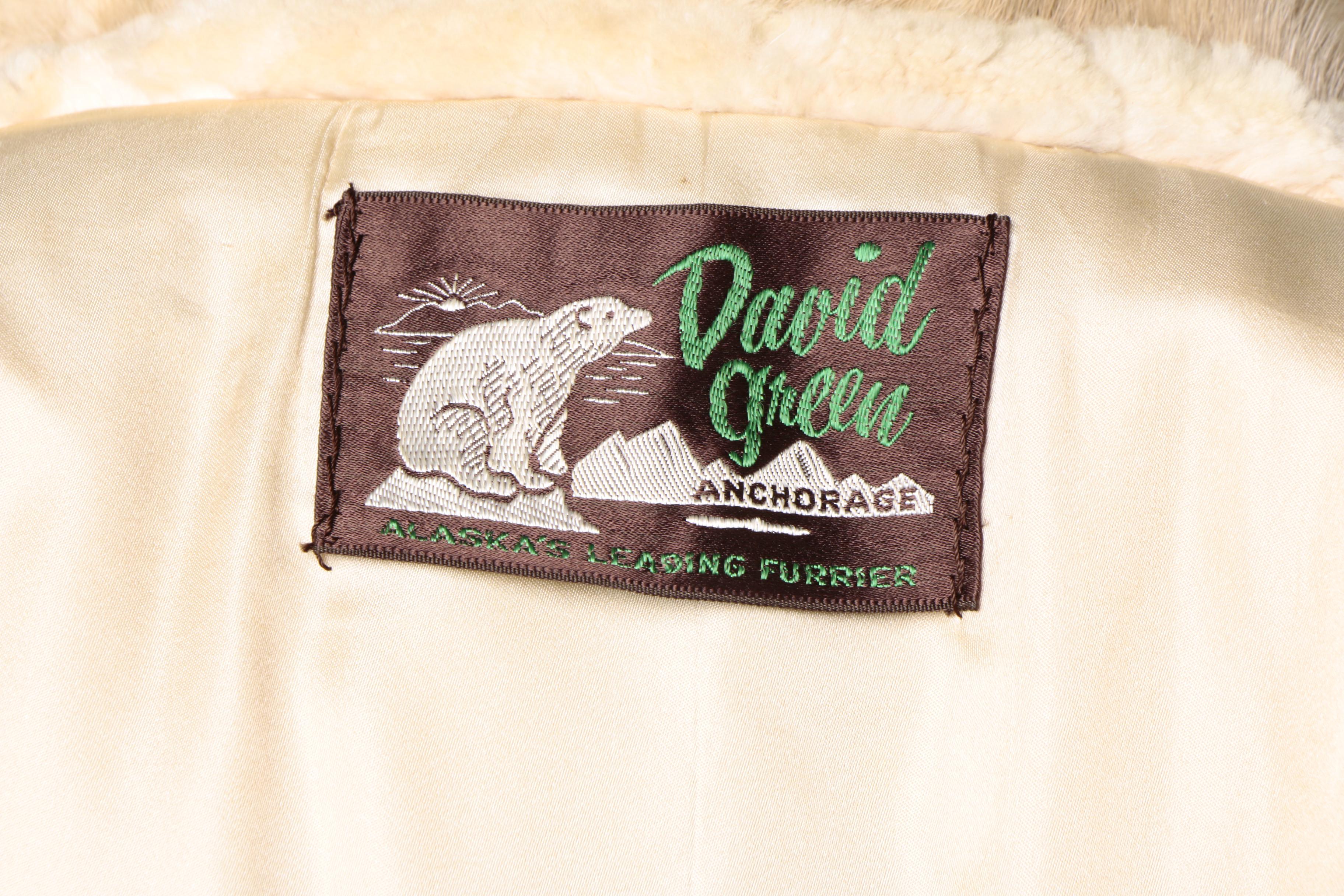 David Green Sheared Beaver Fur Coat with Mink Fur trim and a Mink Fur Hat