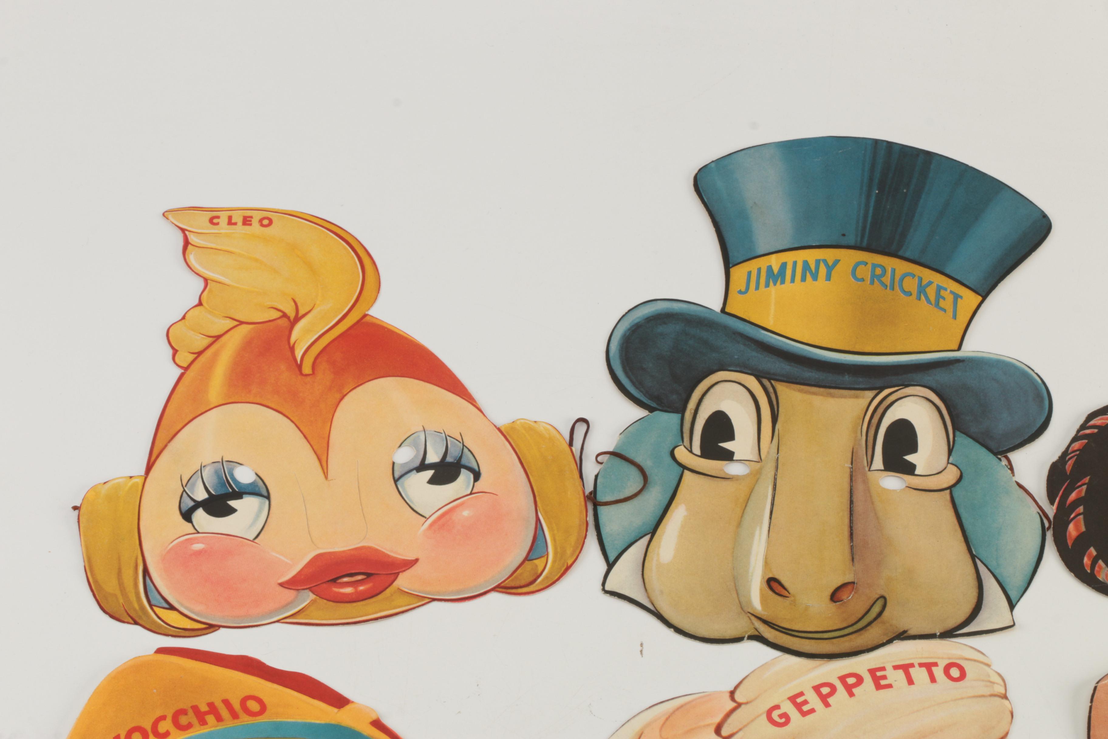 Vintage Disney Character Gillette Advertising Paper Masks, Circa 1930s