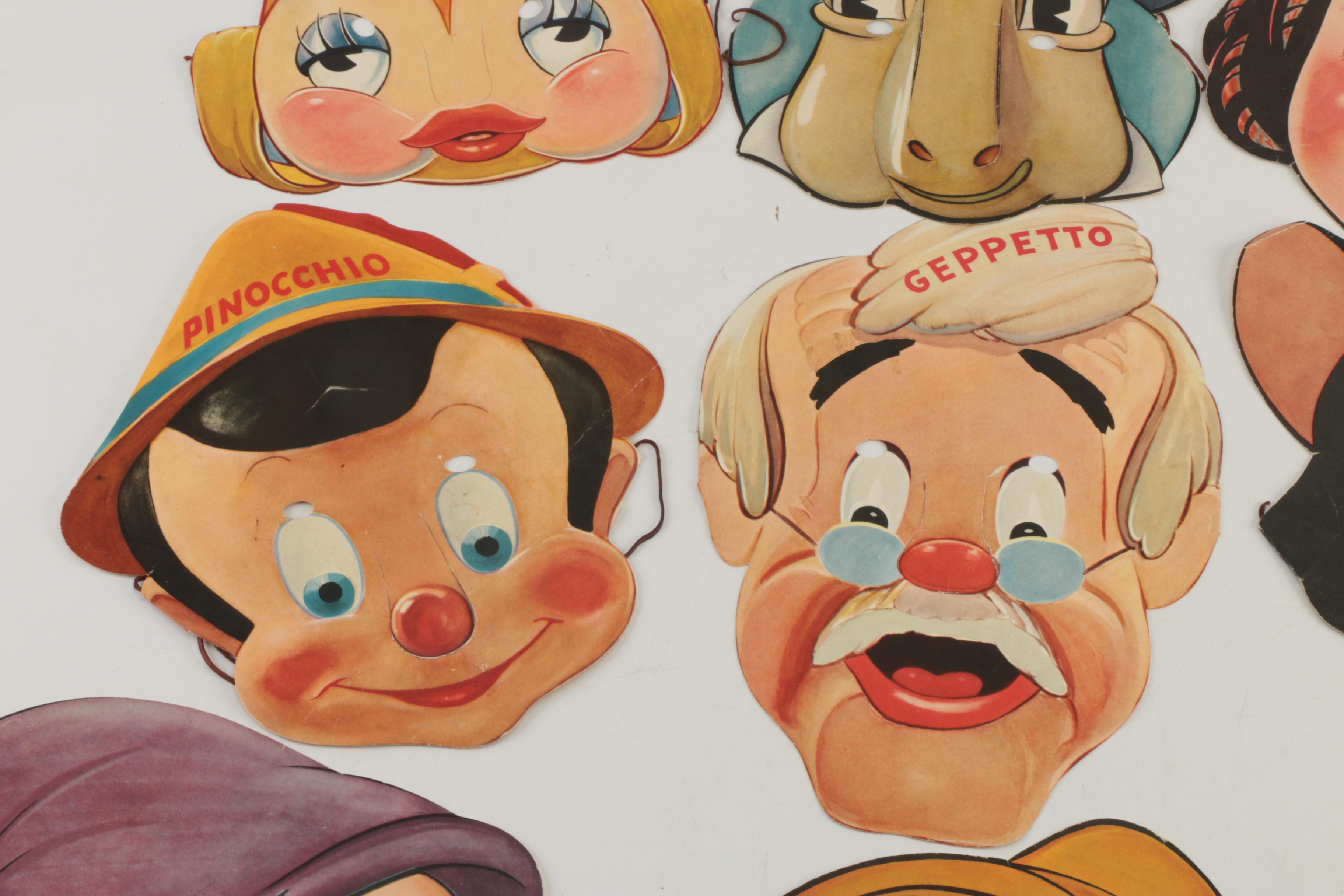 Vintage Disney Character Gillette Advertising Paper Masks, Circa 1930s