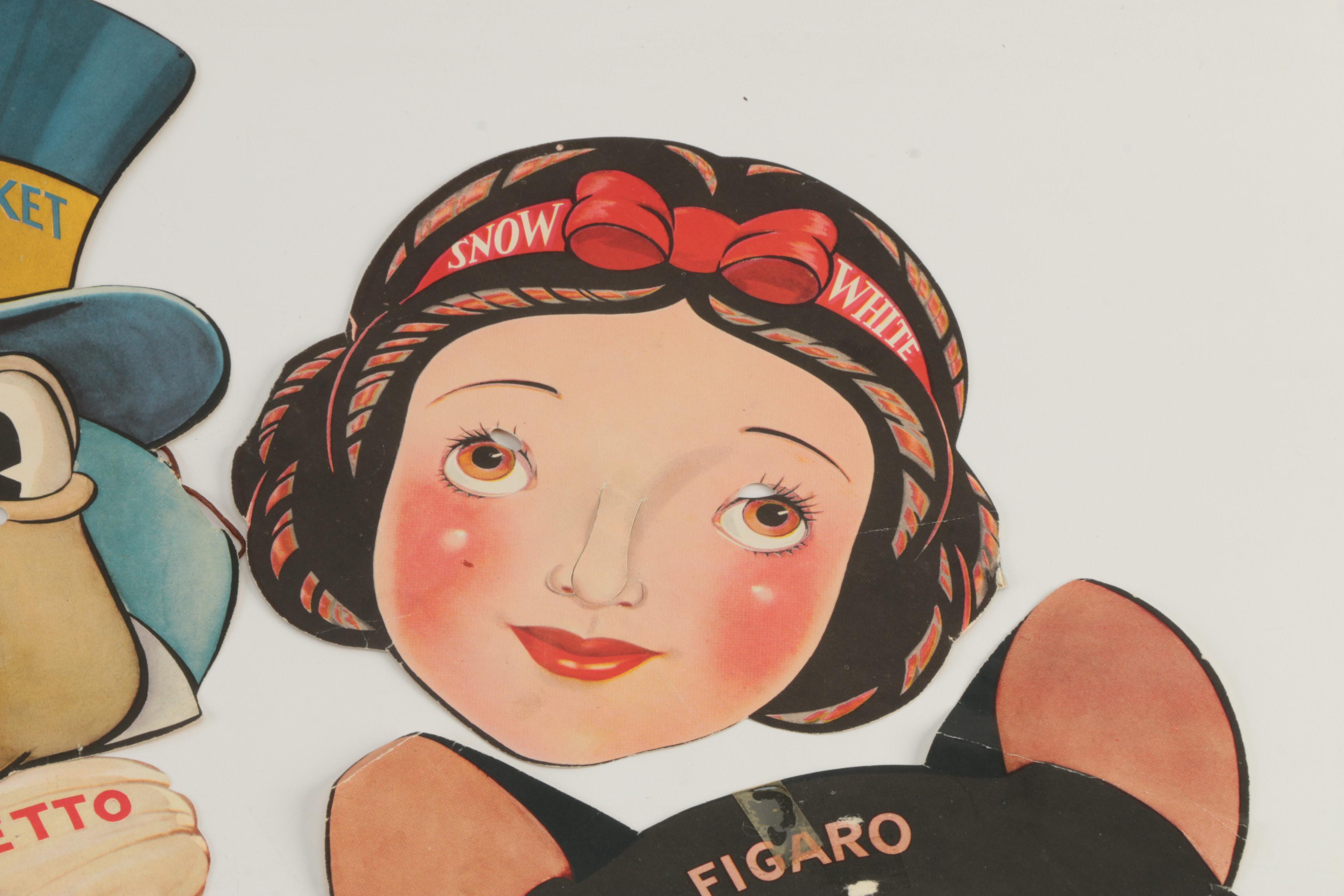 Vintage Disney Character Gillette Advertising Paper Masks, Circa 1930s