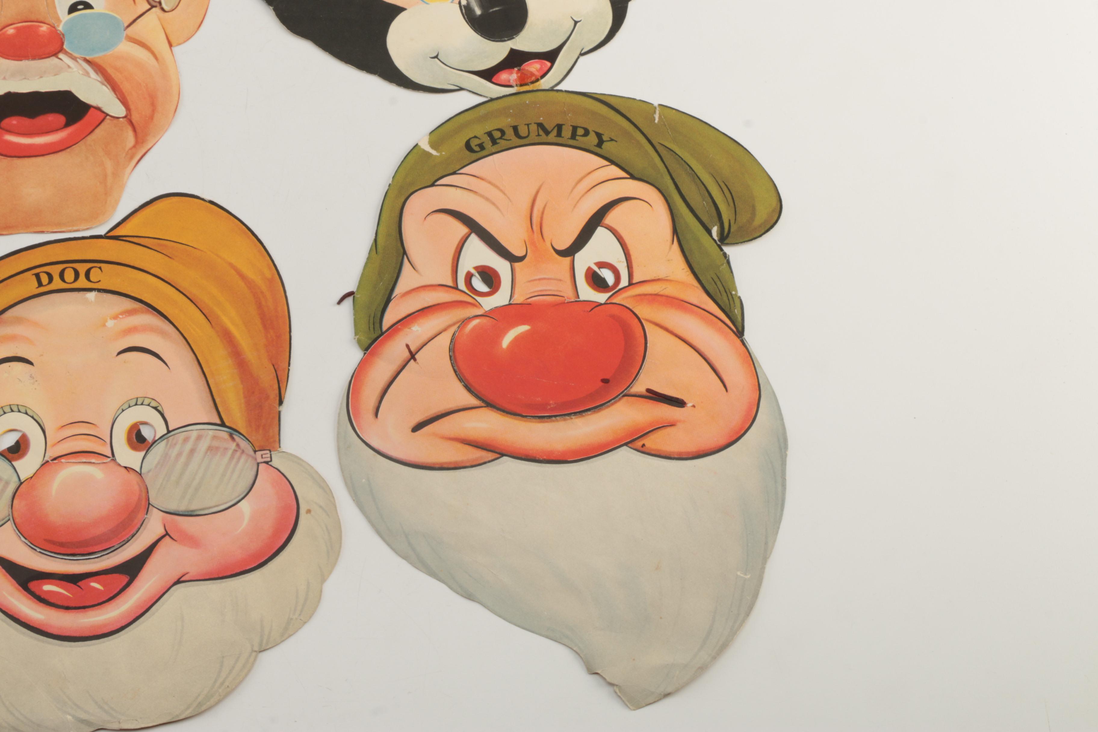Vintage Disney Character Gillette Advertising Paper Masks, Circa 1930s