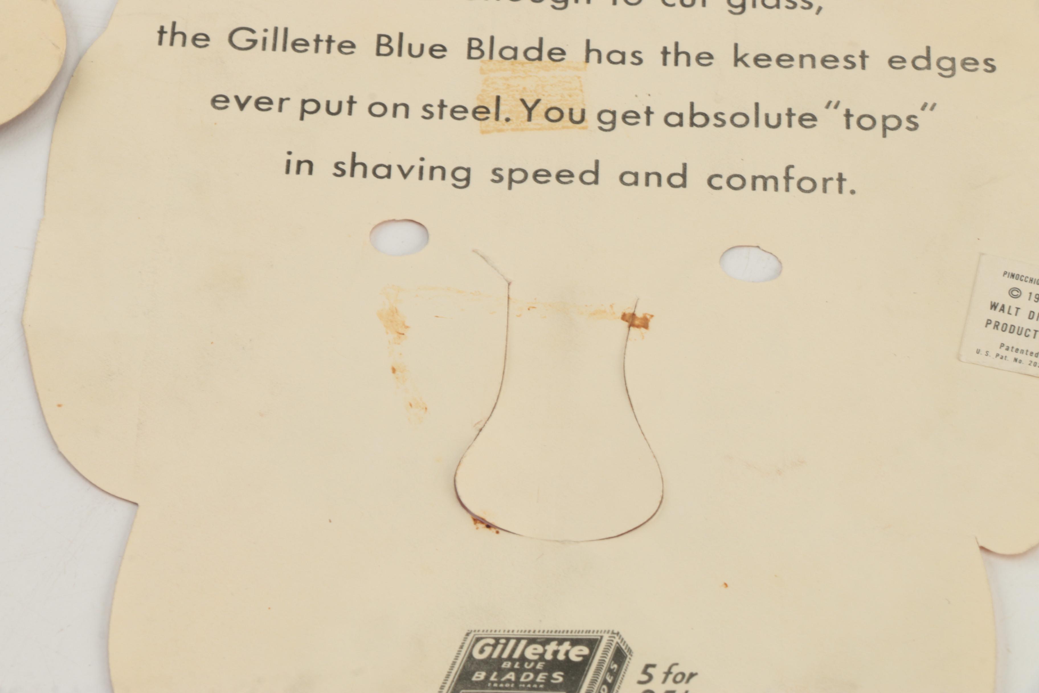 Vintage Disney Character Gillette Advertising Paper Masks, Circa 1930s