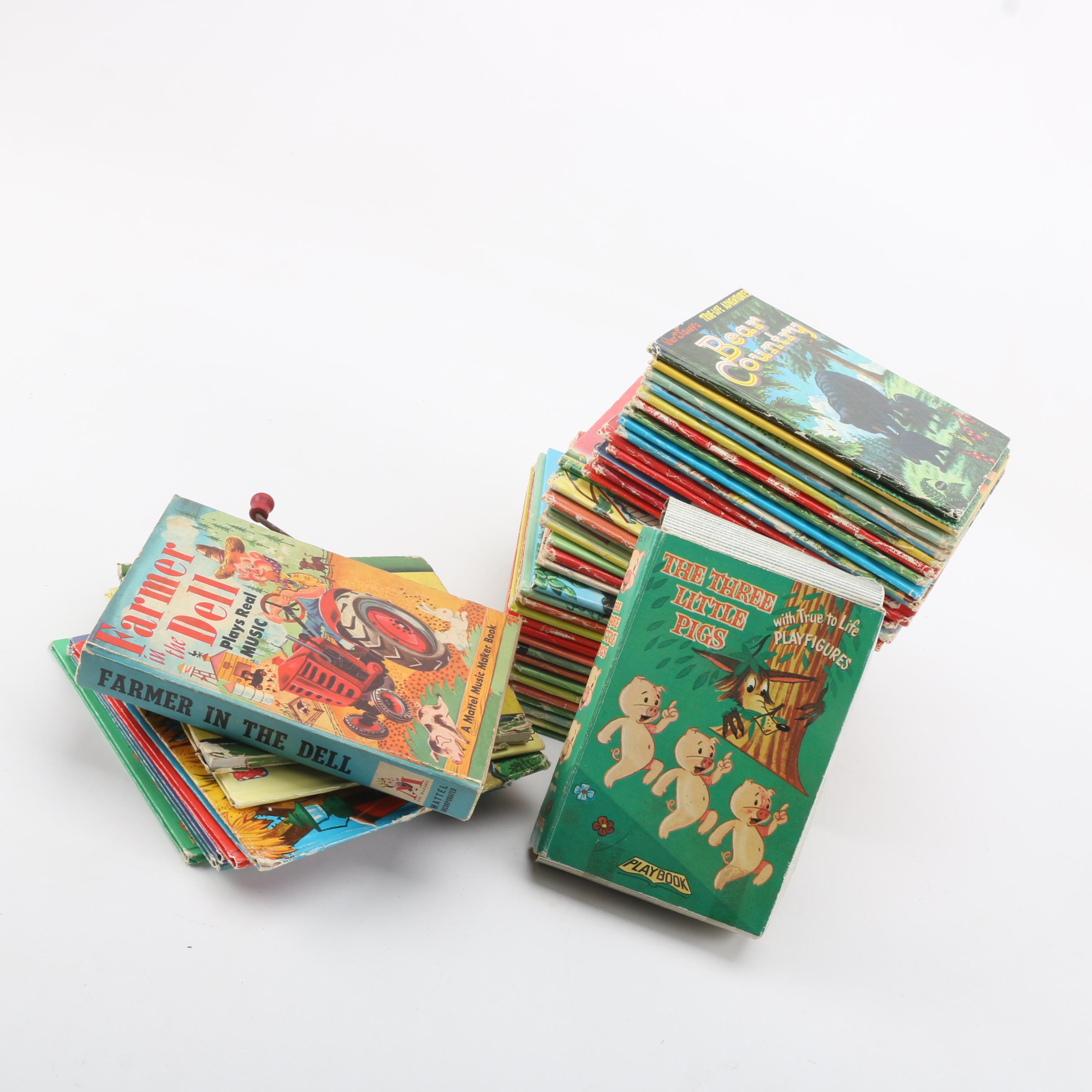 Vintage Children's Books Including 1950s "Playbook" with Toys