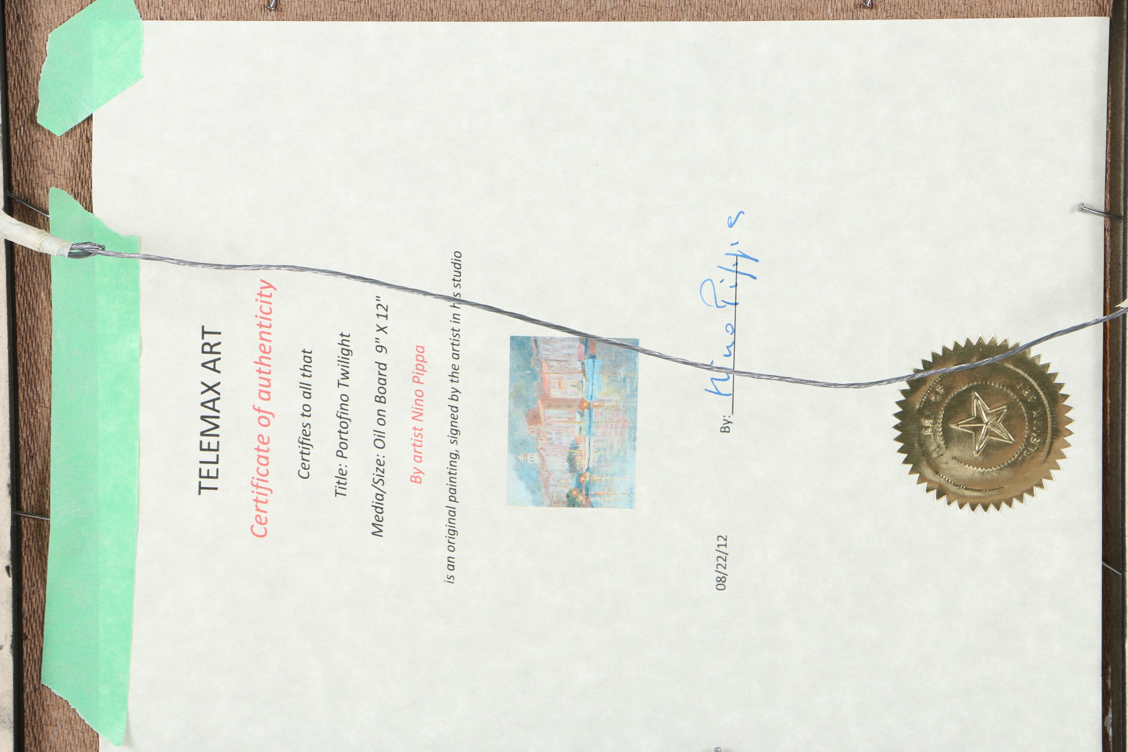 Nino Pippa Oil Painting on Board "Portofino Twilight"