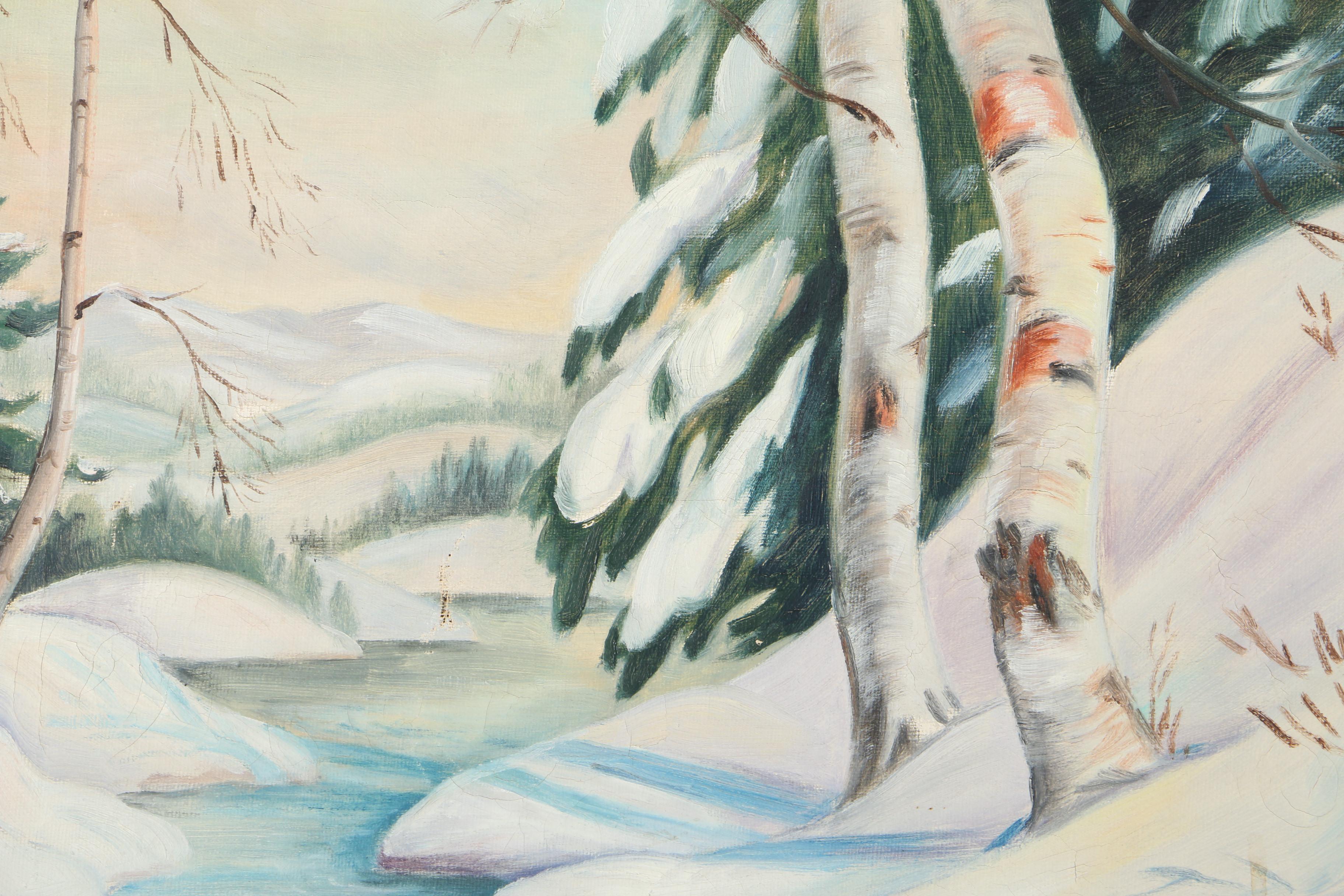 Marjorie Smith Oil Painting on Canvas "Wintry Birches"