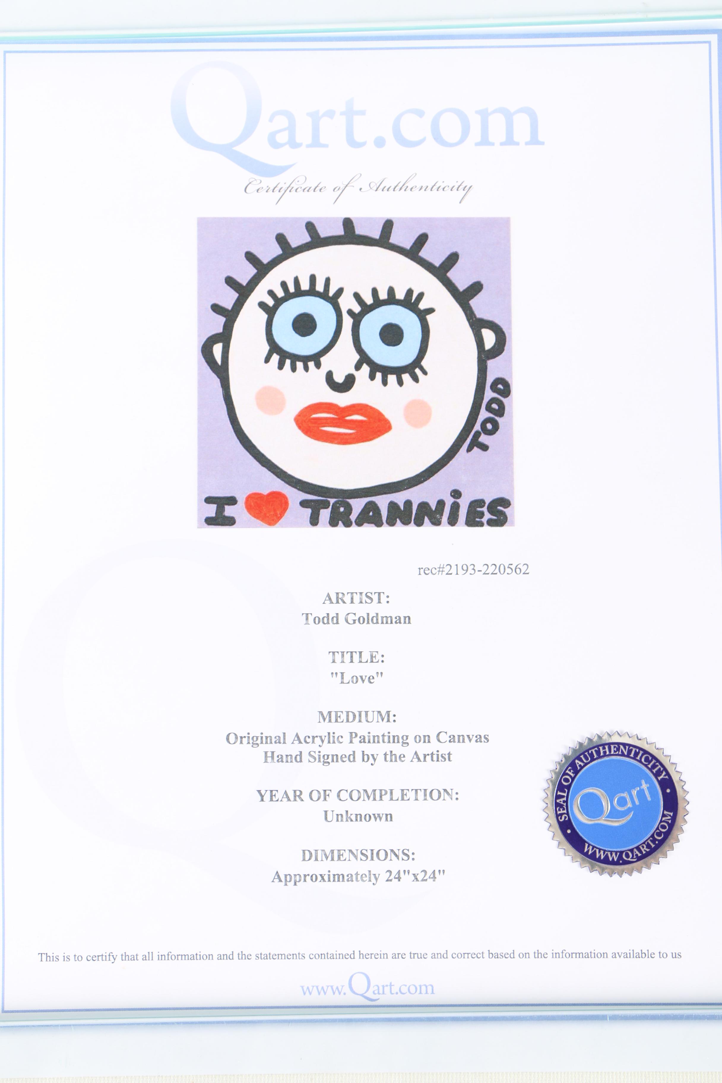 Todd Goldman Acrylic Painting on Canvas "Love"