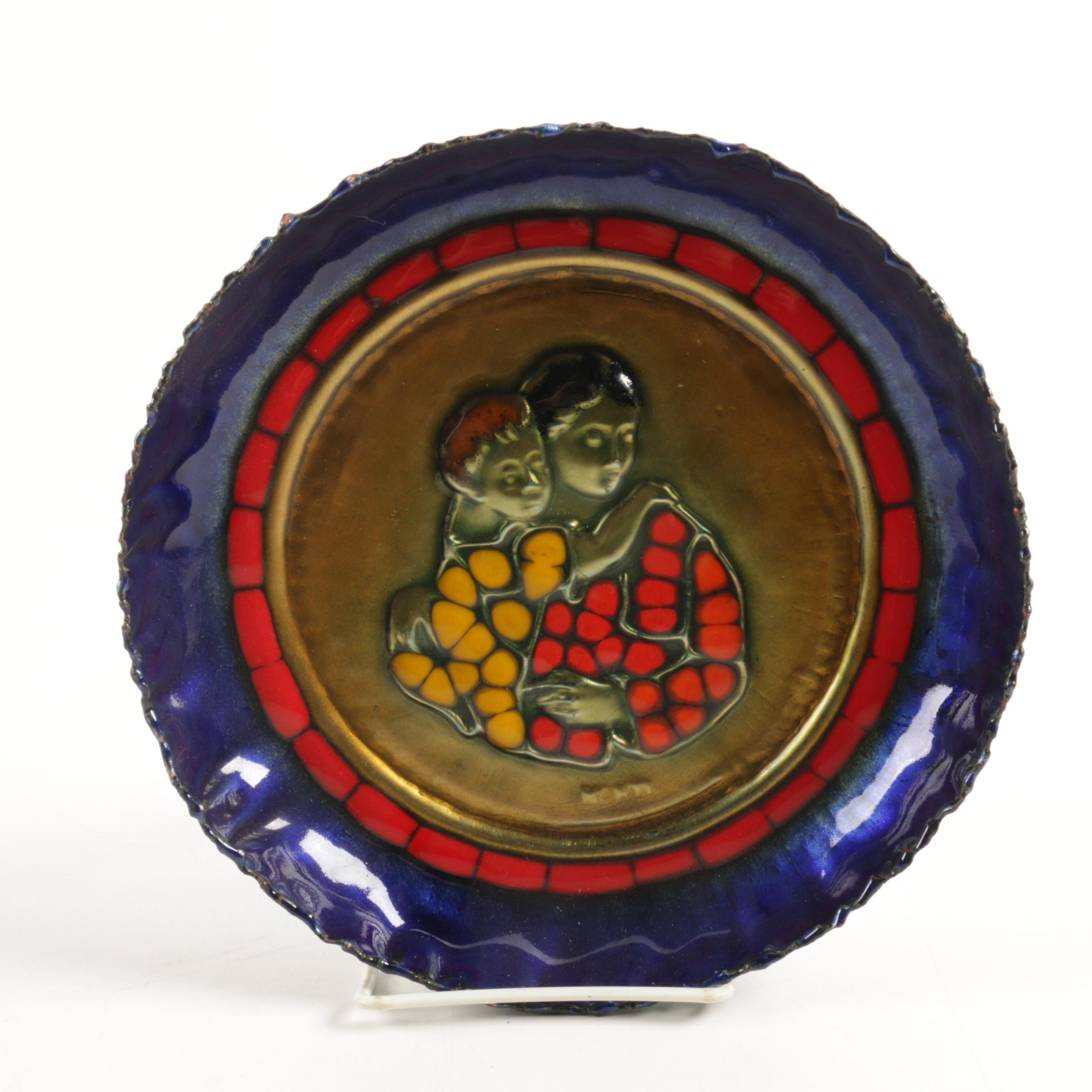 Joel Sansone Modernist Enamelled Bowl and Italian Hand Enamelled Plate