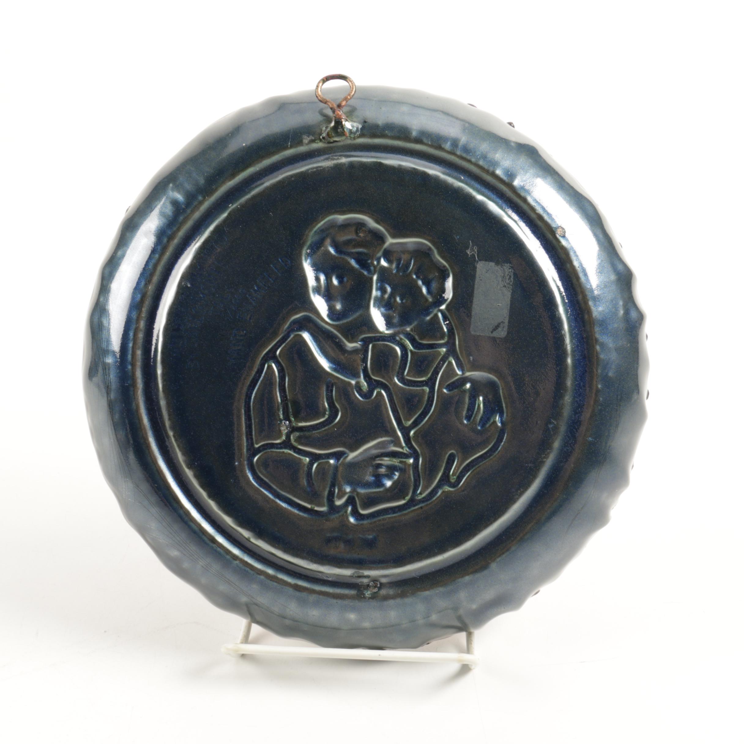 Joel Sansone Modernist Enamelled Bowl and Italian Hand Enamelled Plate