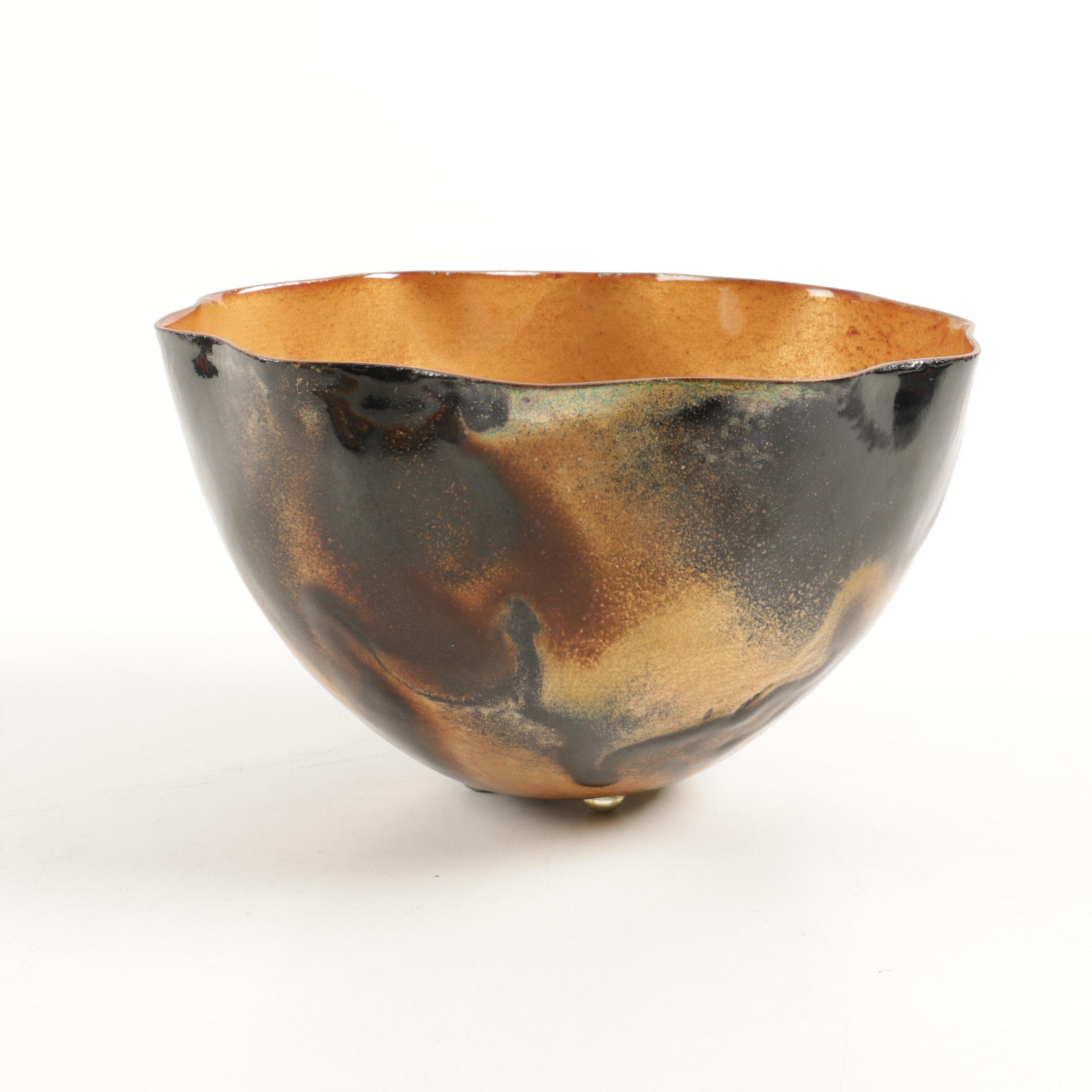 Joel Sansone Modernist Enamelled Bowl and Italian Hand Enamelled Plate