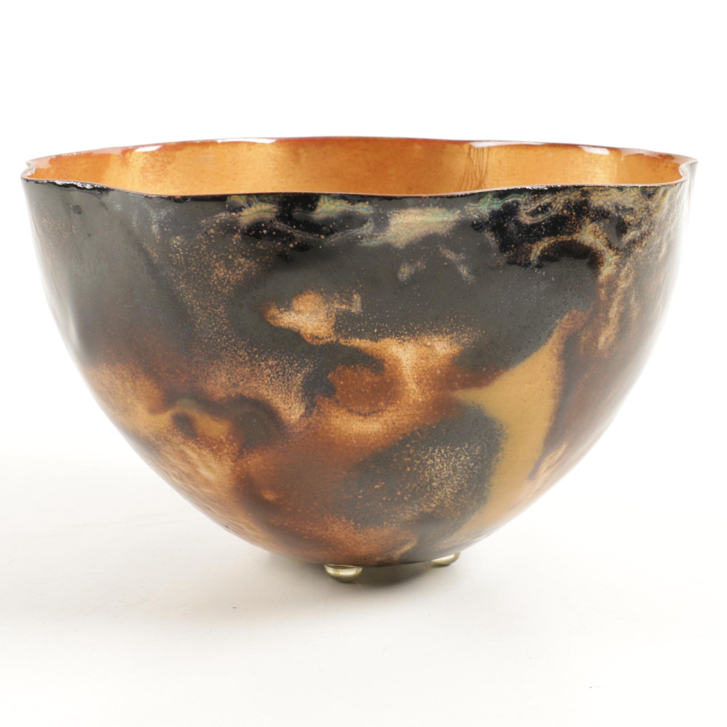 Joel Sansone Modernist Enamelled Bowl and Italian Hand Enamelled Plate