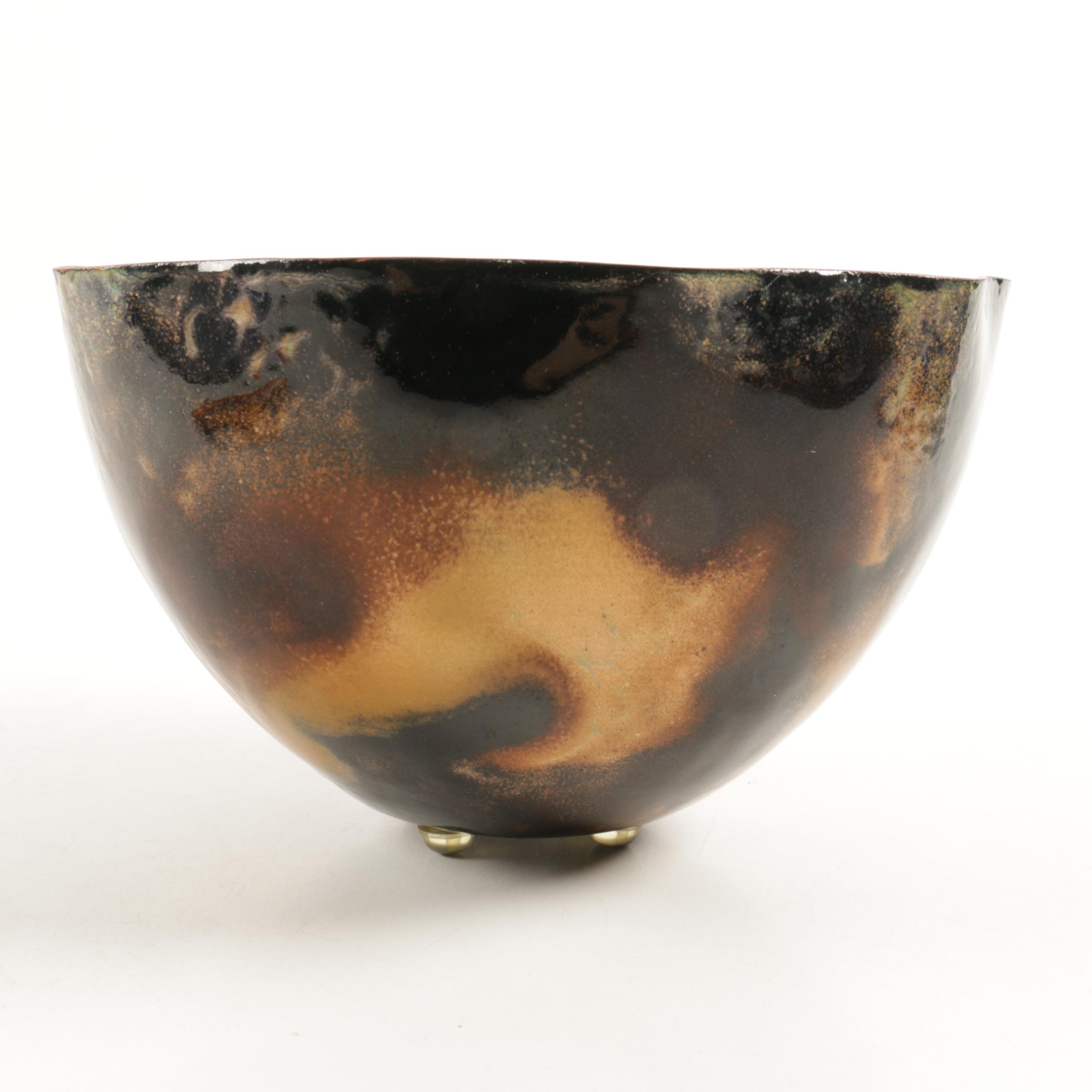 Joel Sansone Modernist Enamelled Bowl and Italian Hand Enamelled Plate