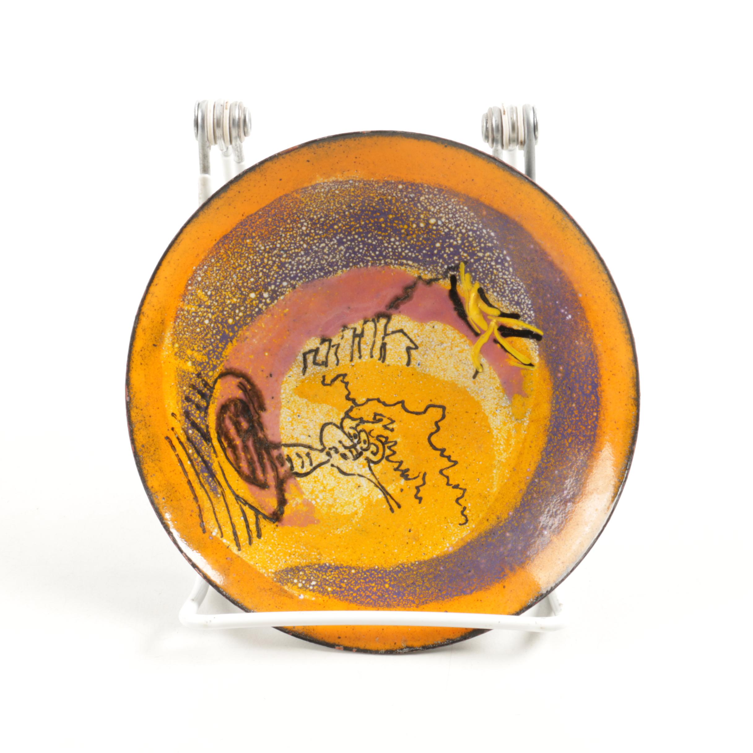 Joel Sansone Modernist Enamelled Bowl and Italian Hand Enamelled Plate