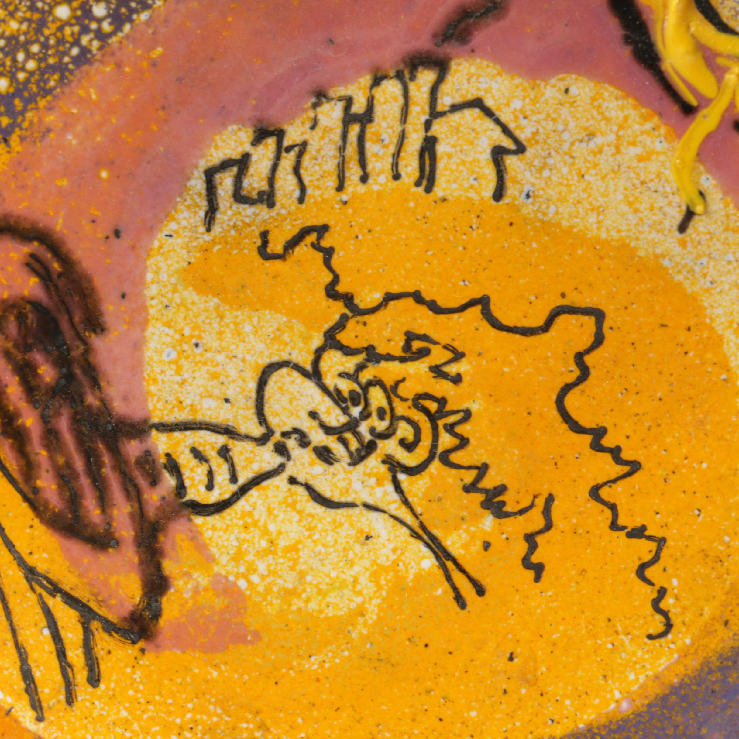 Joel Sansone Modernist Enamelled Bowl and Italian Hand Enamelled Plate