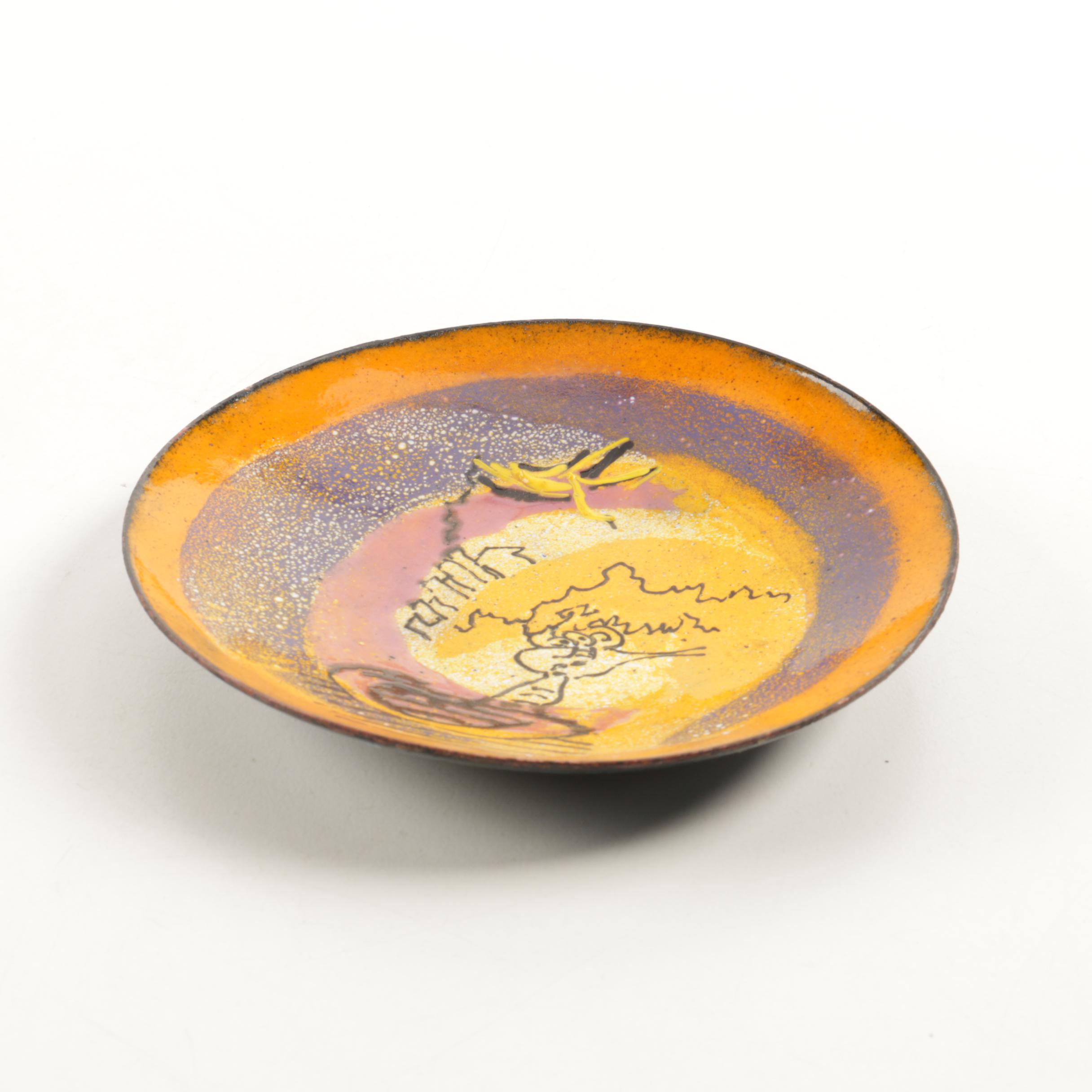 Joel Sansone Modernist Enamelled Bowl and Italian Hand Enamelled Plate