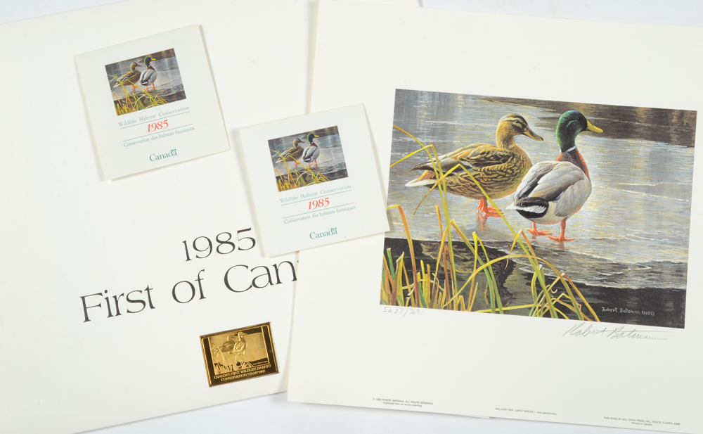 Robert Bateman Signed Limited Edition Print and Stamps "Mallard Pair"