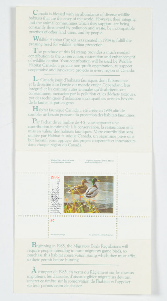 Robert Bateman Signed Limited Edition Print and Stamps "Mallard Pair"