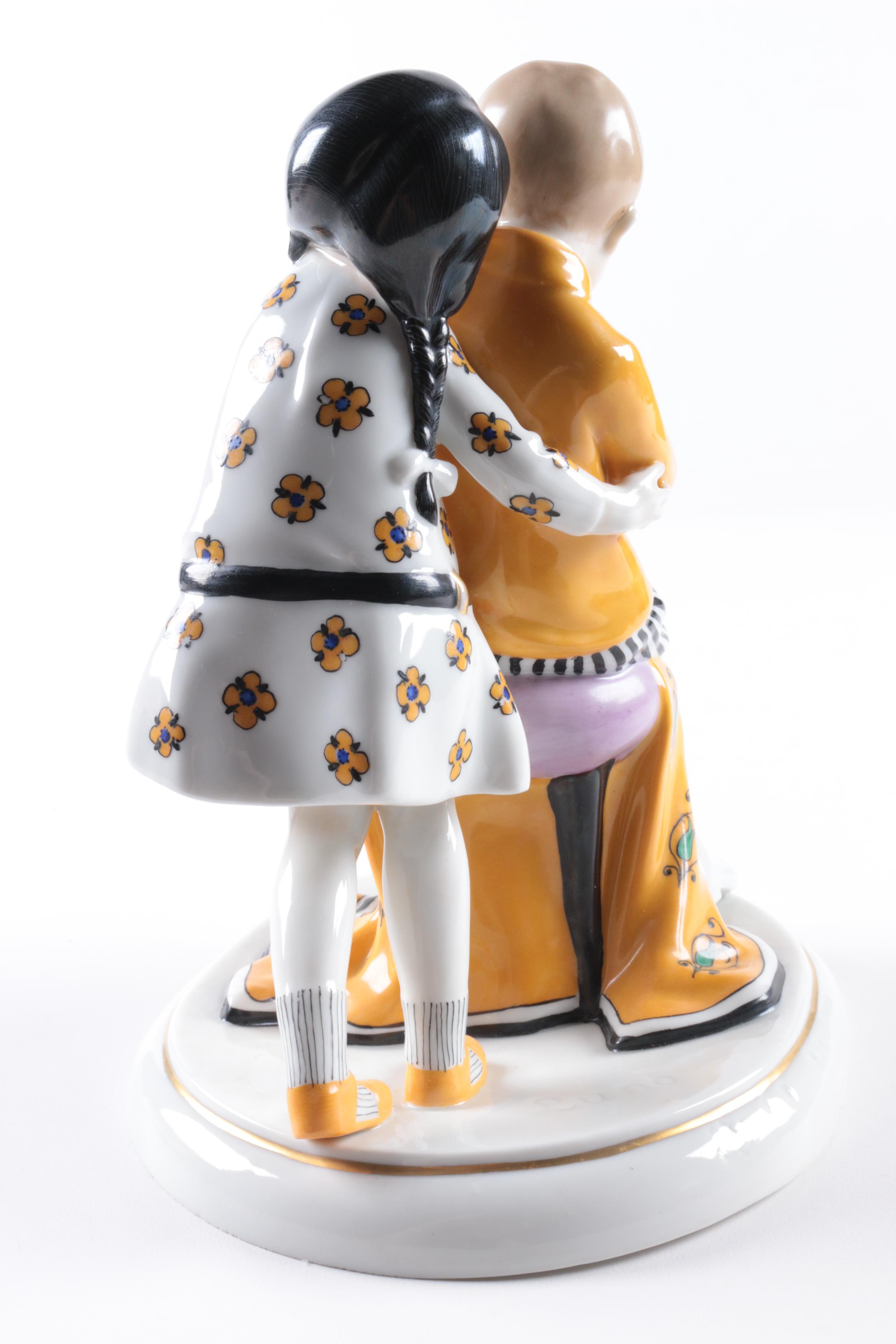 Vintage William Goebel Boy and Girl with Apple Porcelain Figurine