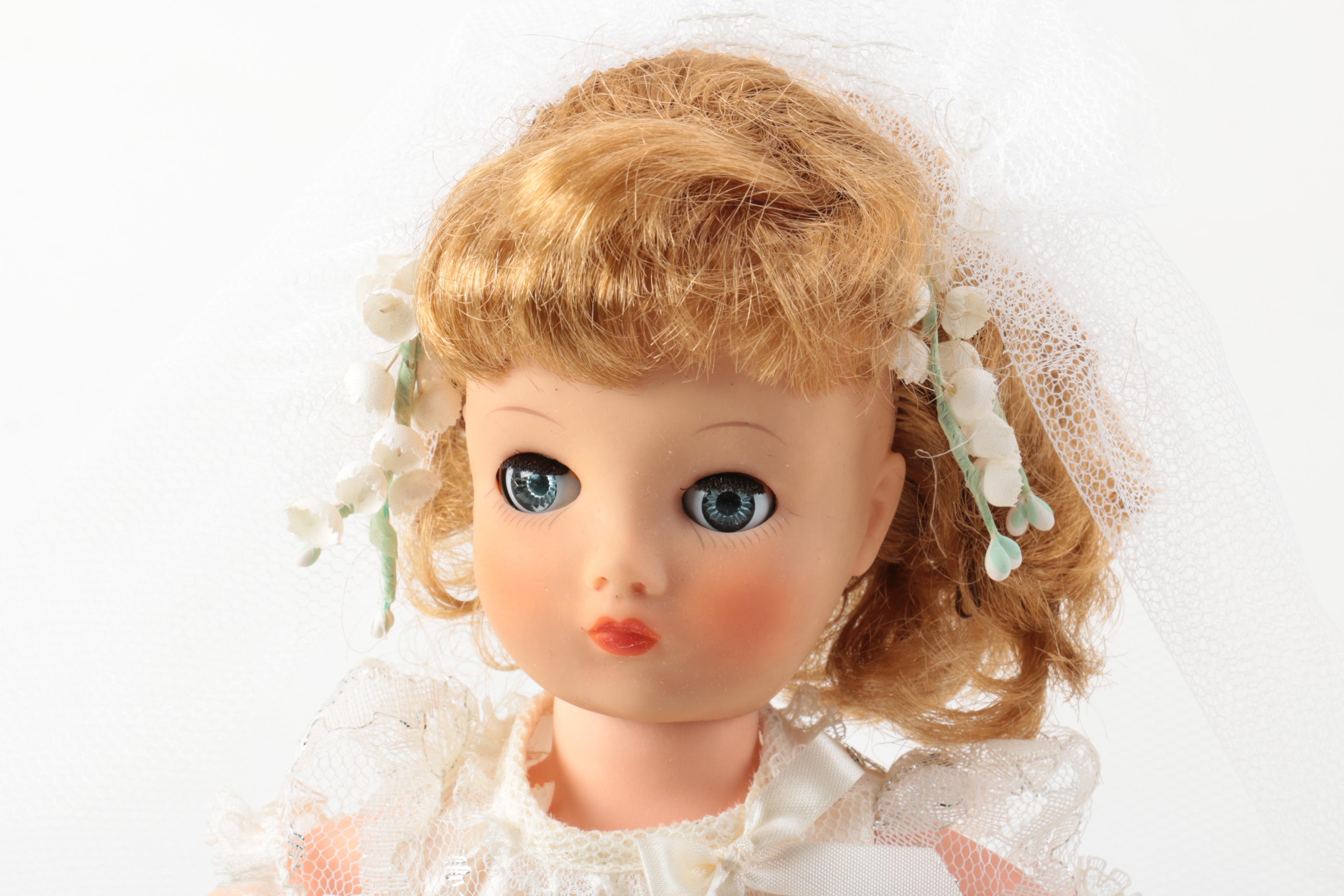 Vintage Horsman "Cindy" Bride Doll and Celluloid Souvenir Dolls