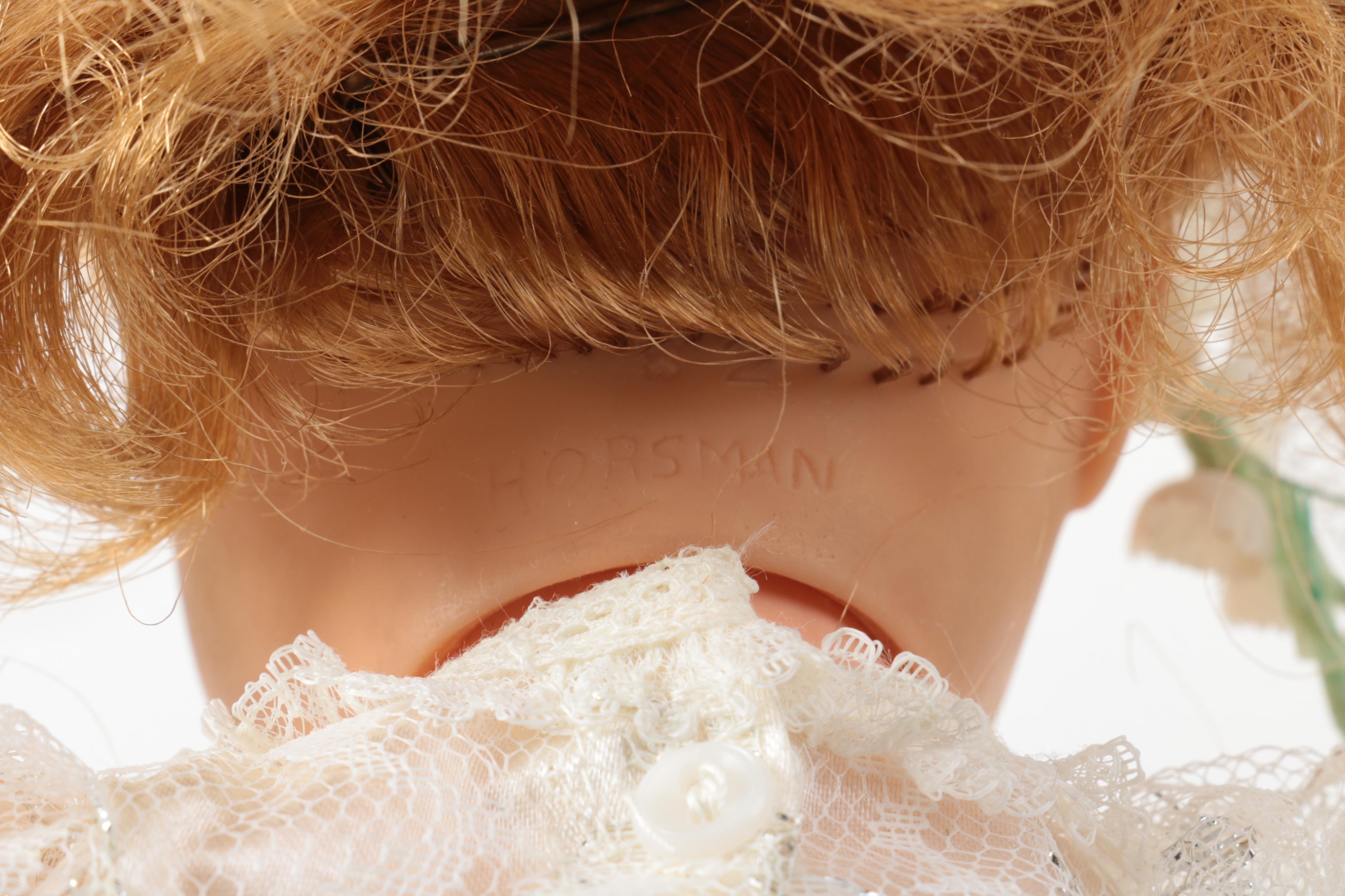 Vintage Horsman "Cindy" Bride Doll and Celluloid Souvenir Dolls