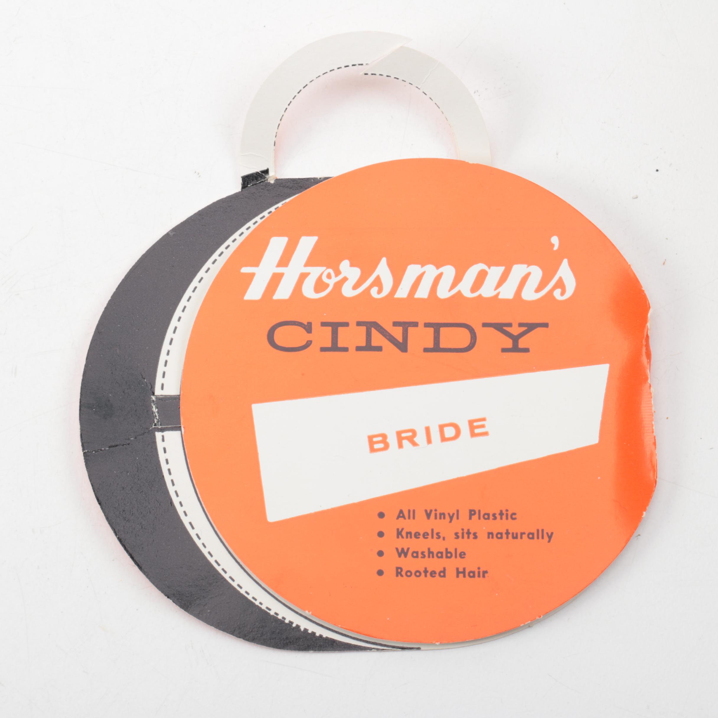 Vintage Horsman "Cindy" Bride Doll and Celluloid Souvenir Dolls