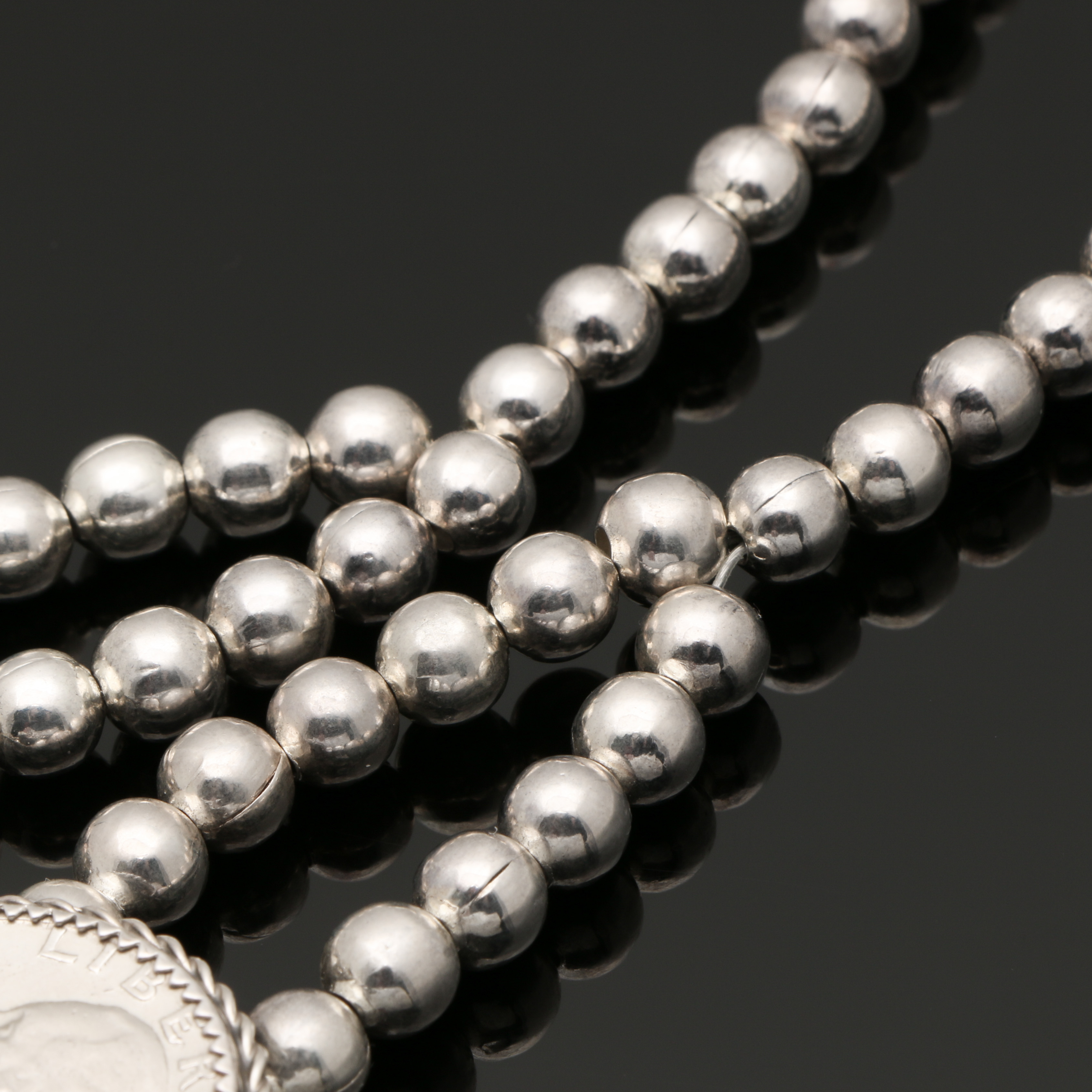 Kay Johnson Sterling and Coin Silver Morgan Dollar and Silver Quarter Necklace