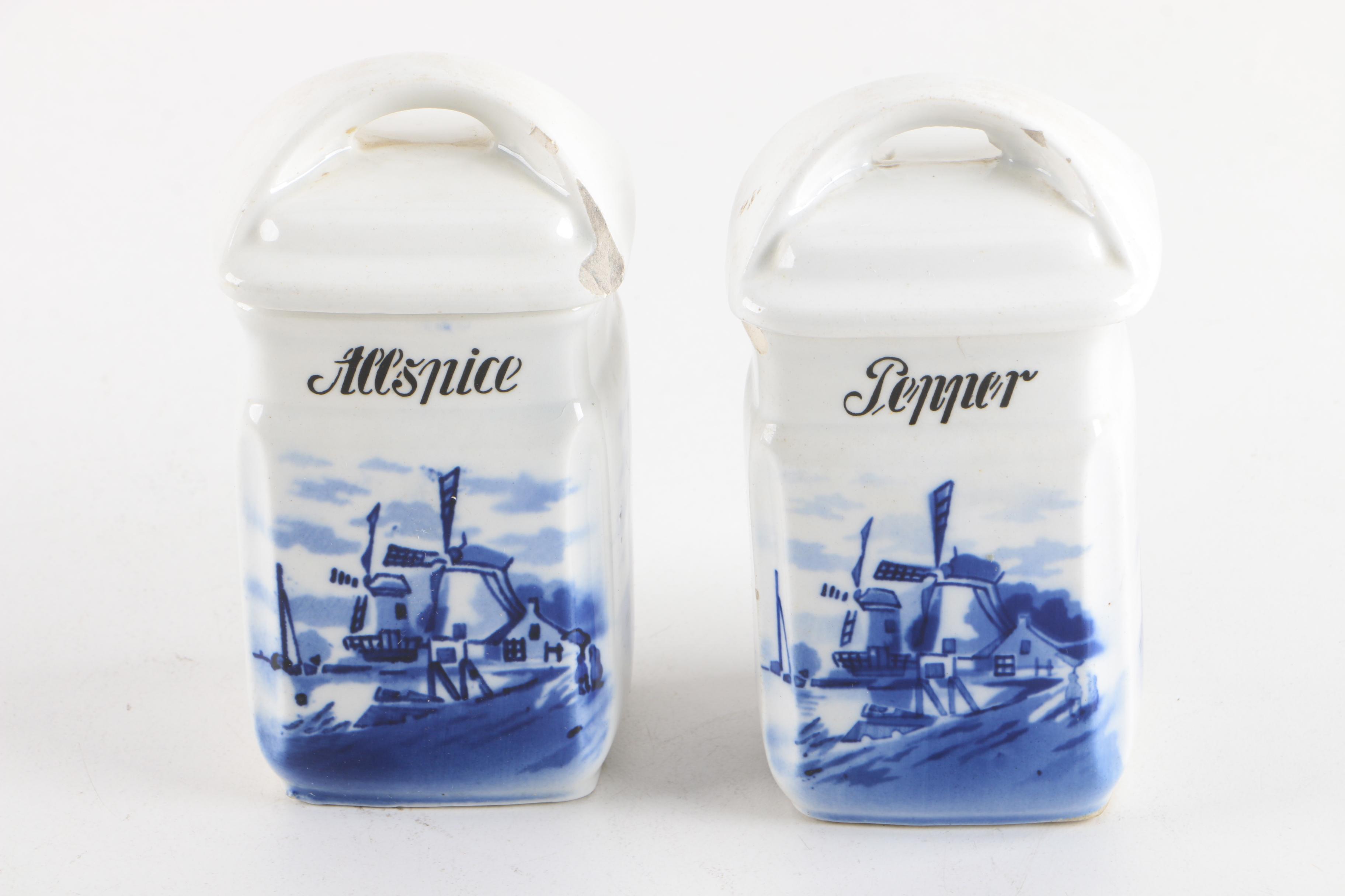 Vintage Delft Style Inge Ceramic Kitchen Canisters