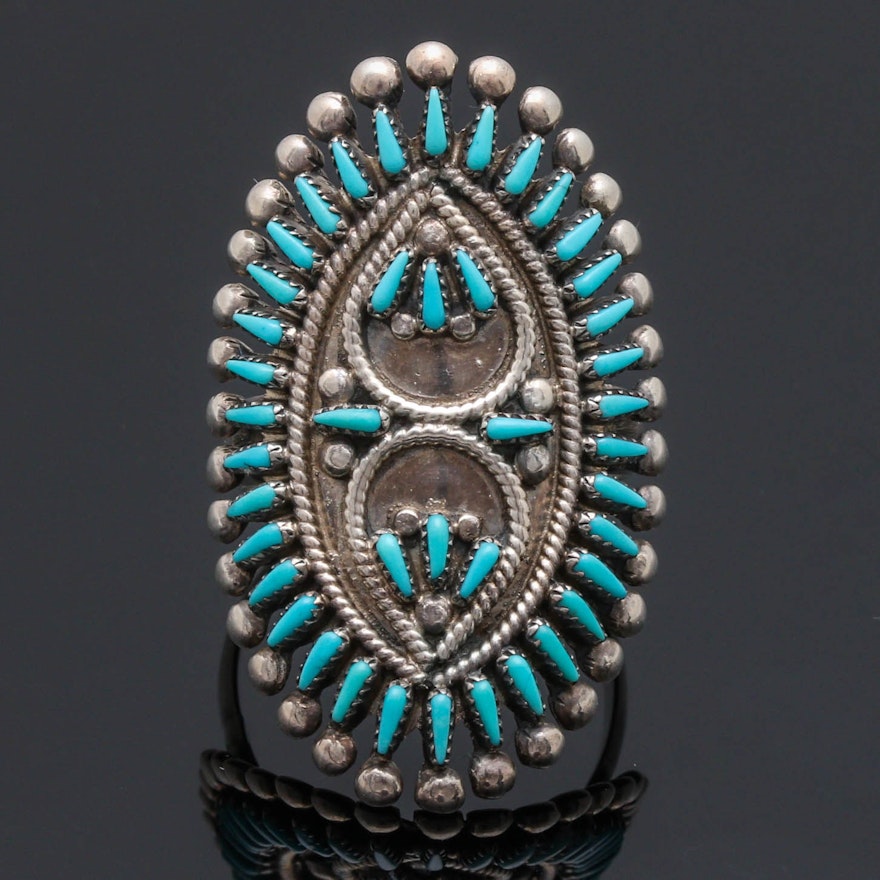 Vincent Johnson Zuni Sterling Silver Turquoise Ring