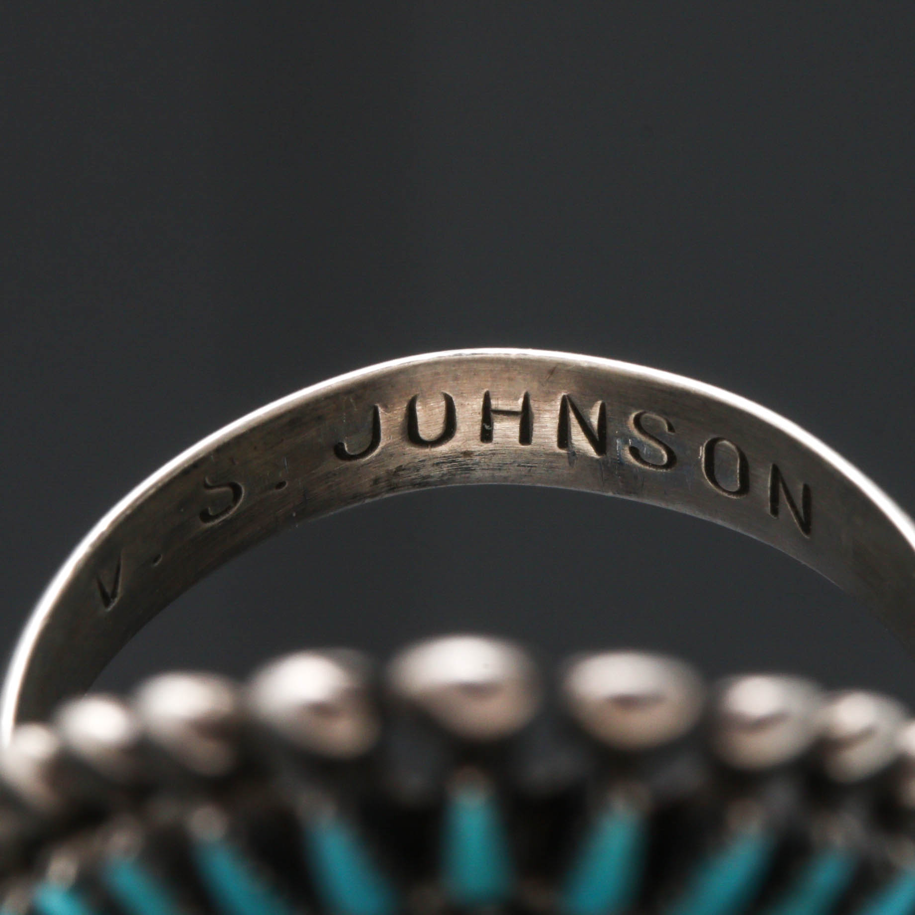 Vincent Johnson Zuni Sterling Silver Turquoise Ring