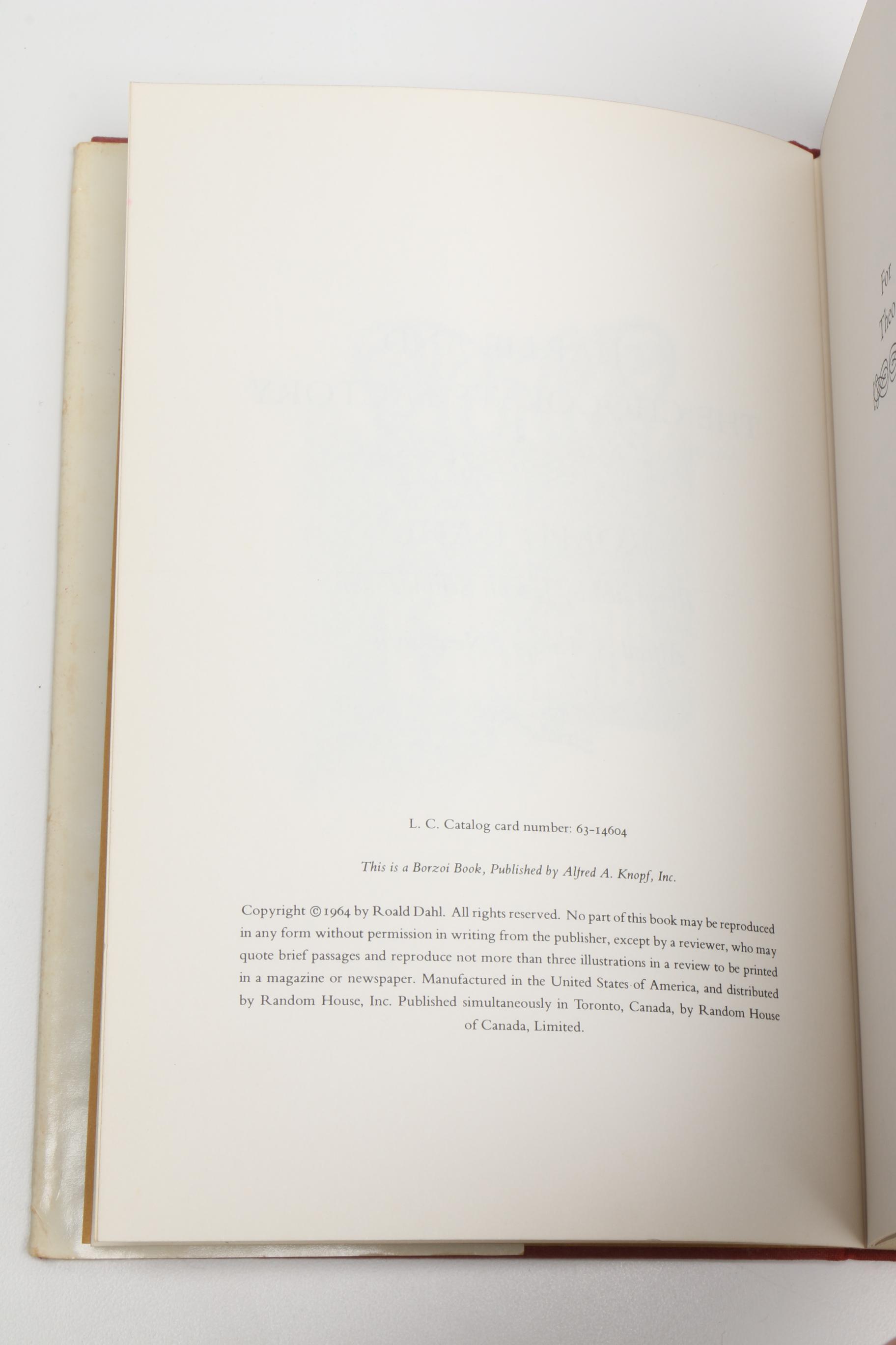 First Edition, Second Printing "Charlie and the Chocolate Factory" by Roald Dahl