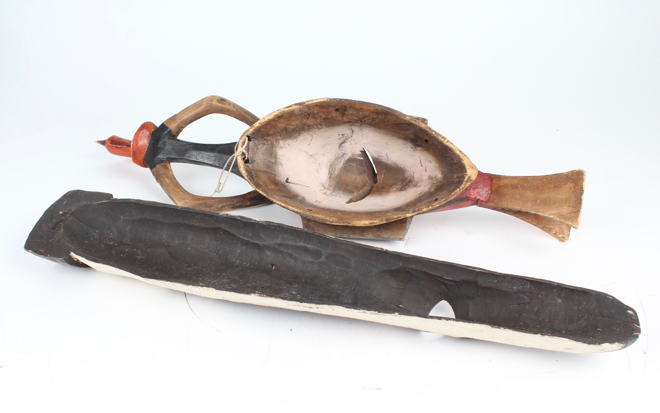 Colorful West African Fang Mask and Ivory Coast Guro Spirit Mask