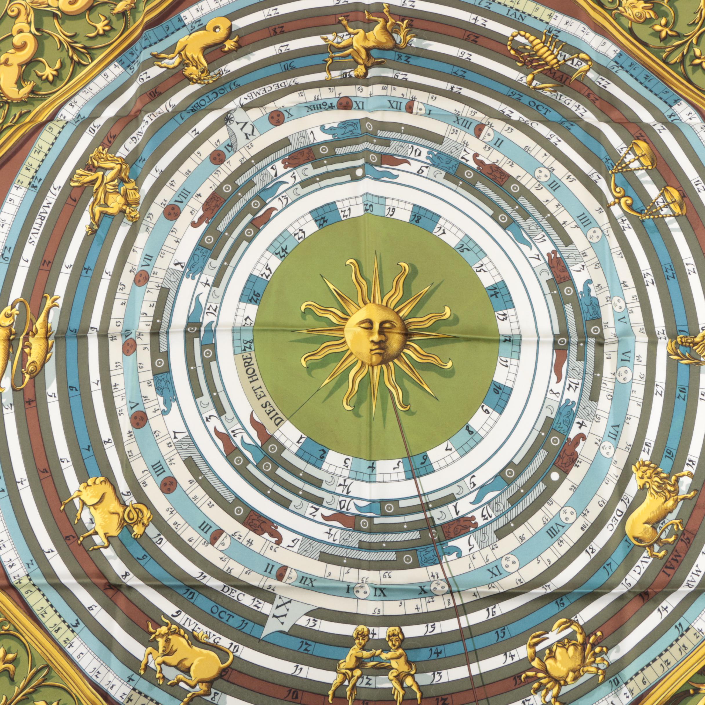 Hermès "Astrologie Dies et Hore" Silk Scarf Designed by F. Faconnet