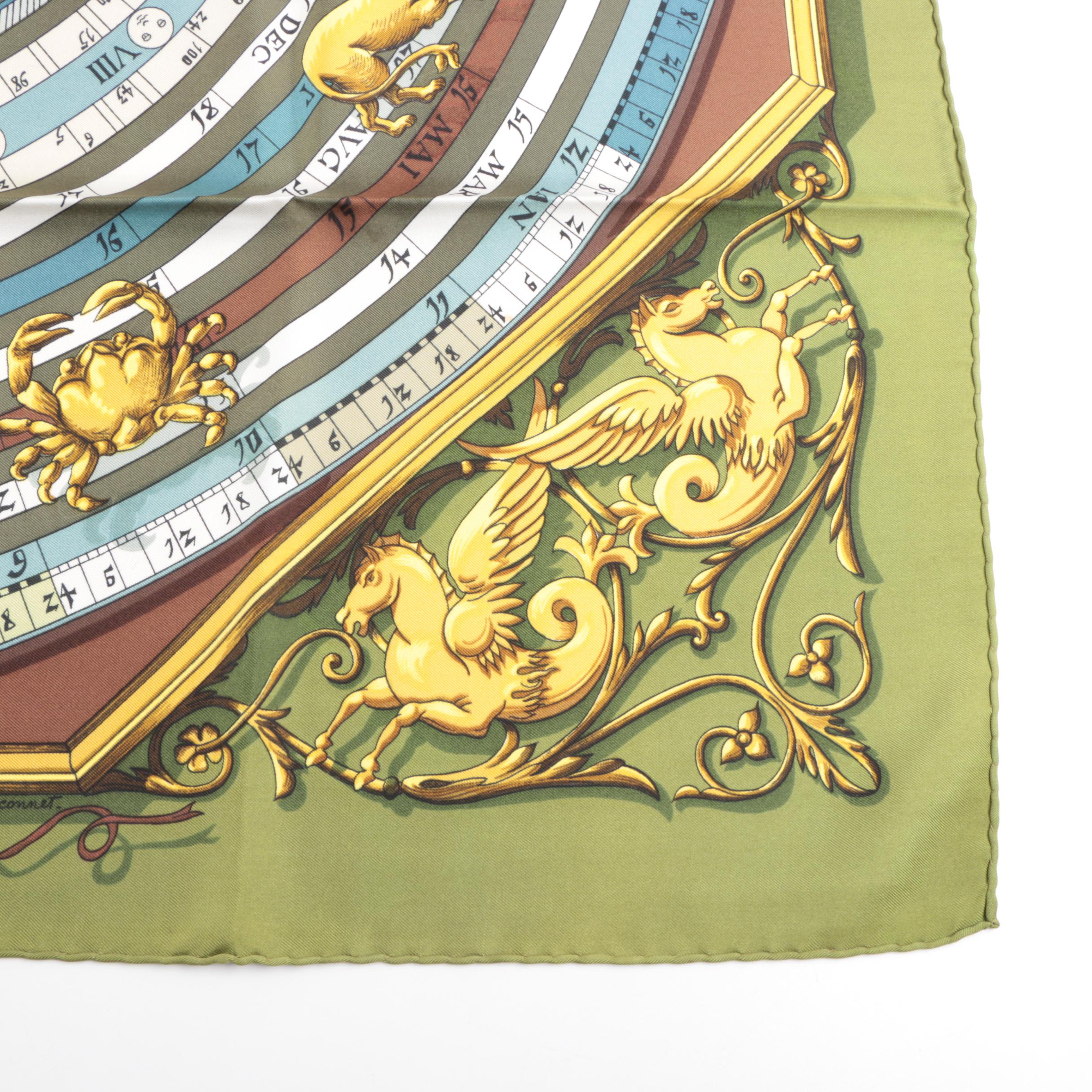 Hermès "Astrologie Dies et Hore" Silk Scarf Designed by F. Faconnet