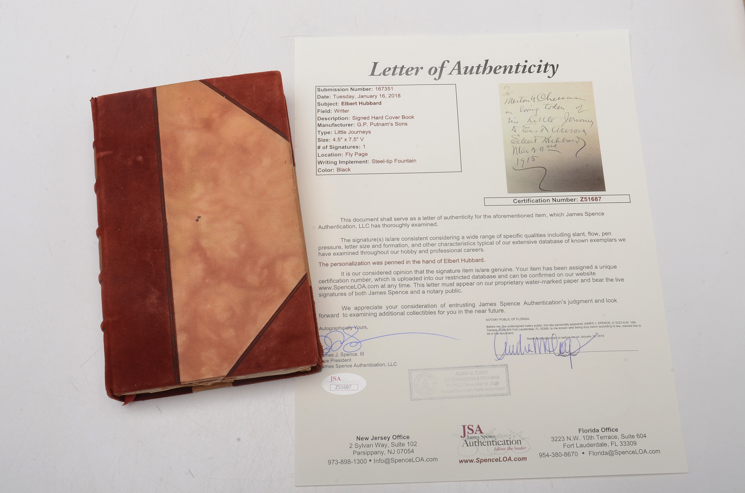 Elbert Hubbard Signed "Little Journeys" 1907