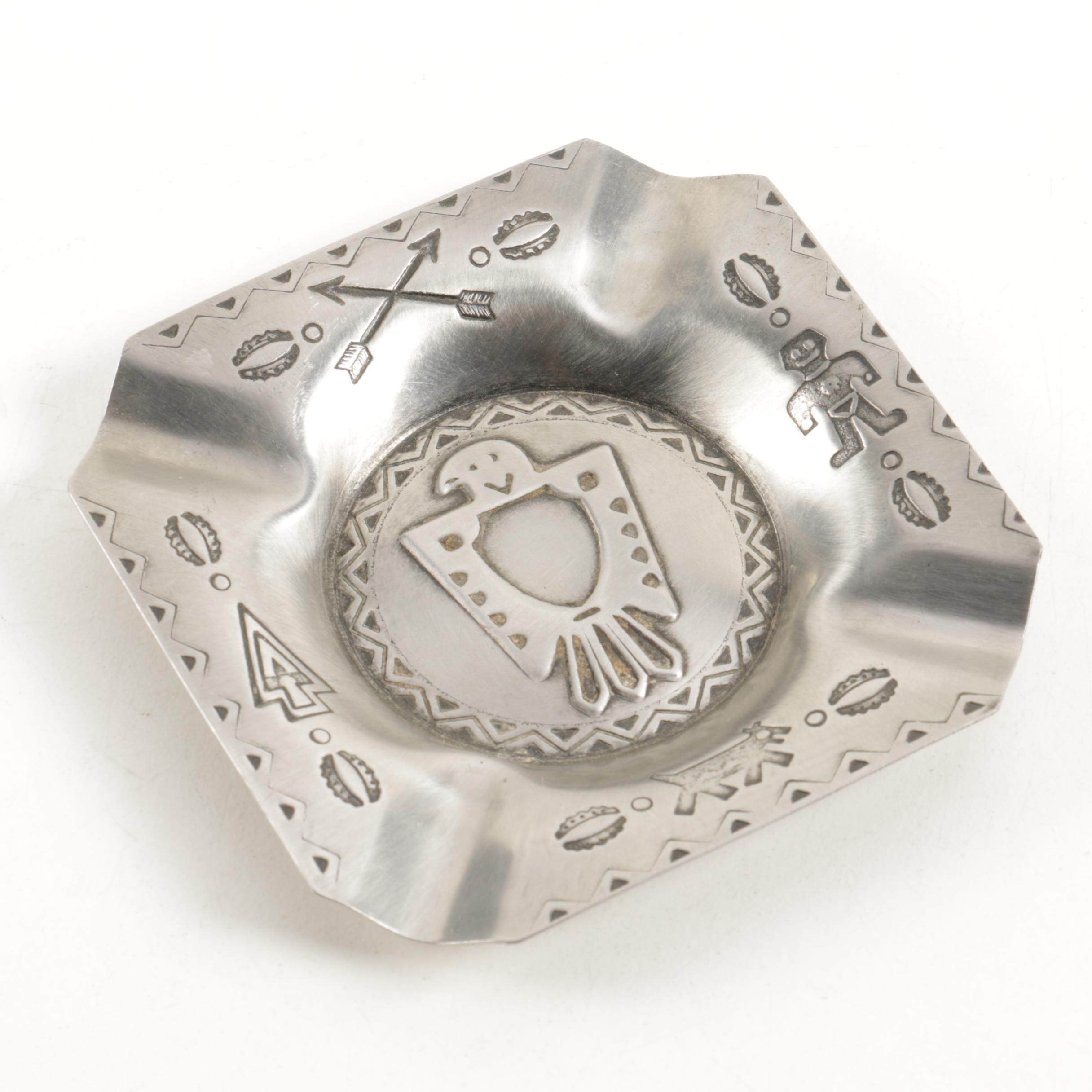 Native American Inspired Silver-Plated Ashtray