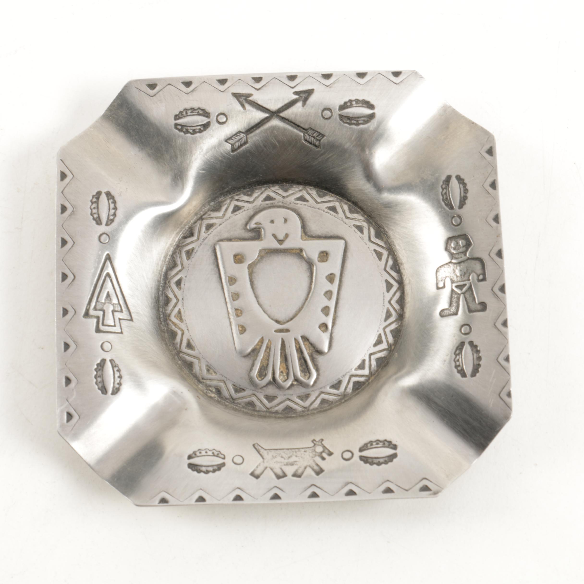Native American Inspired Silver-Plated Ashtray