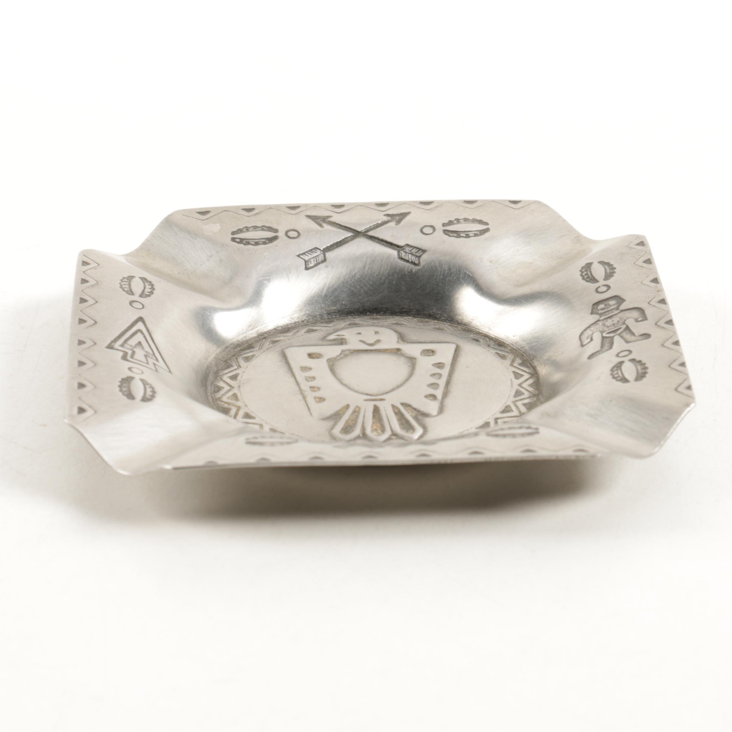 Native American Inspired Silver-Plated Ashtray