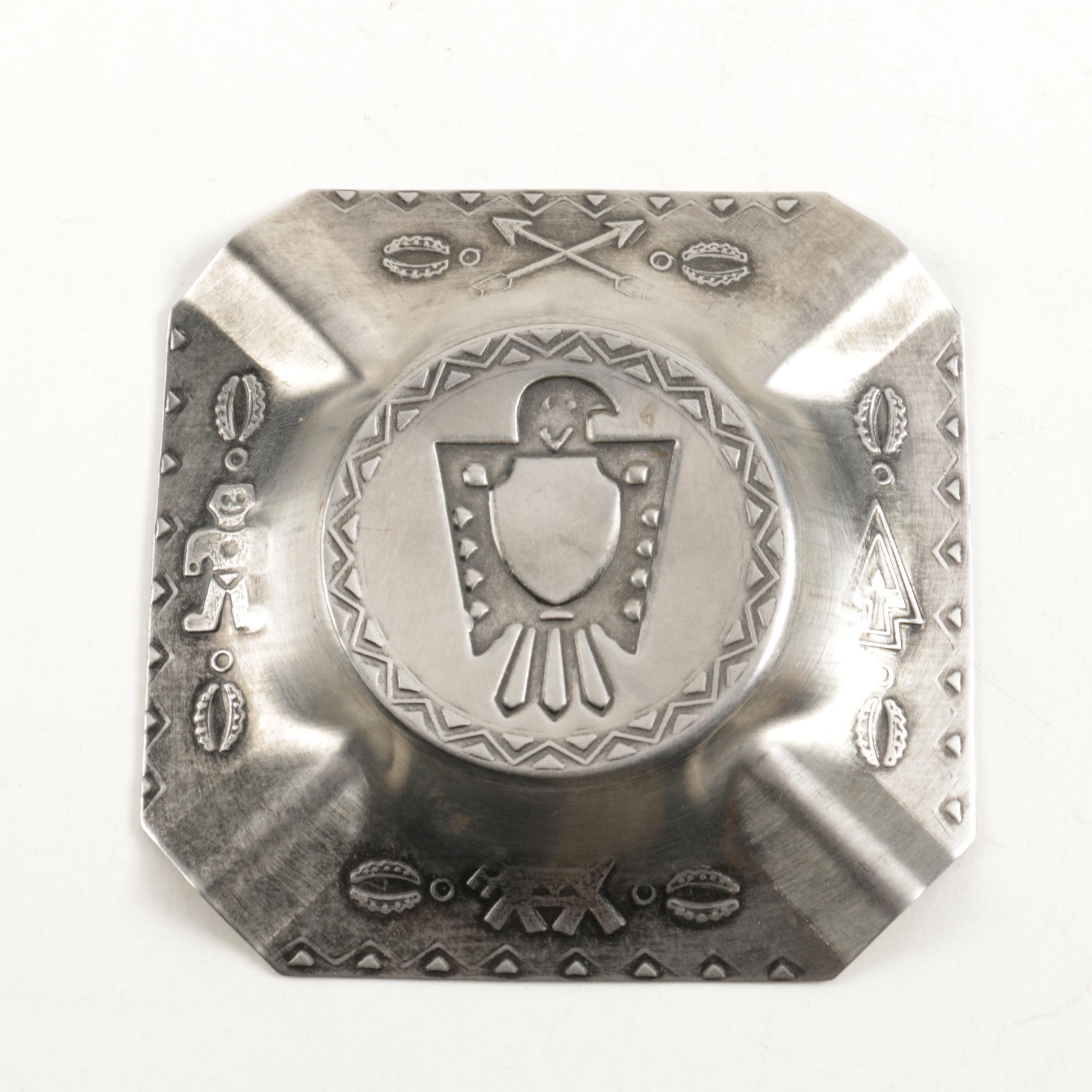 Native American Inspired Silver-Plated Ashtray