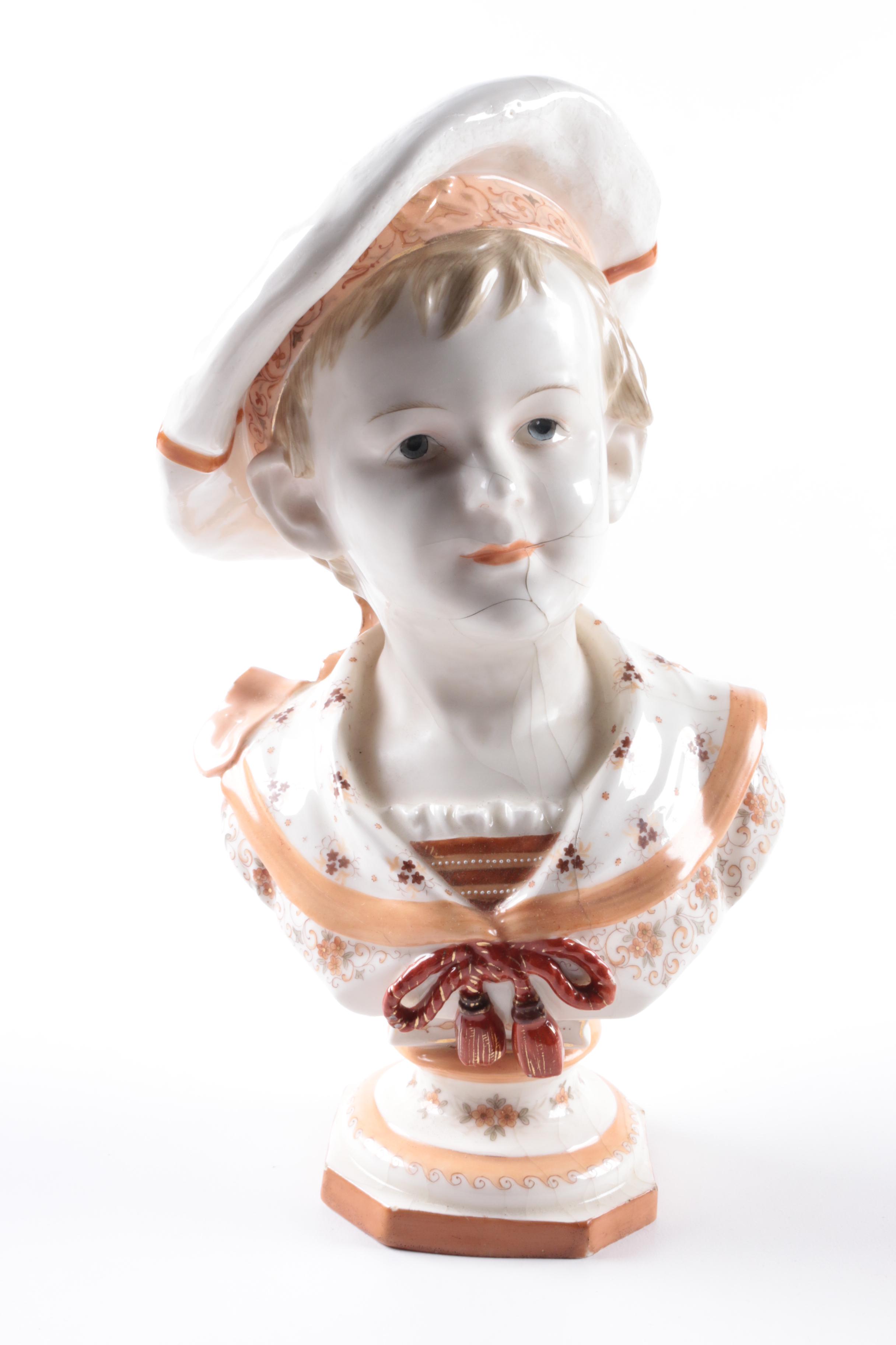 Antique Kister Porzellan-Manufaktur Porcelain Children Busts