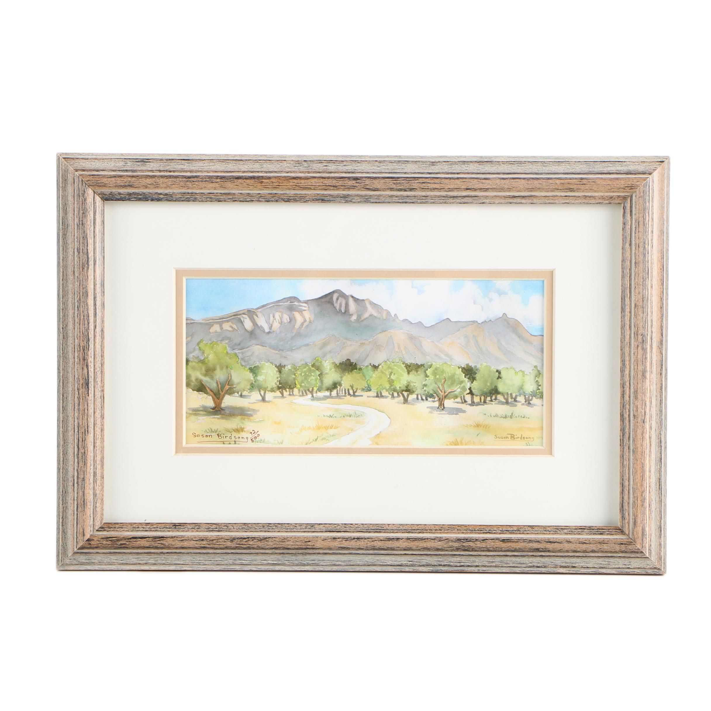 Susan Birdsong Limited Edition Giclée After Watercolor of Mountain Landscape