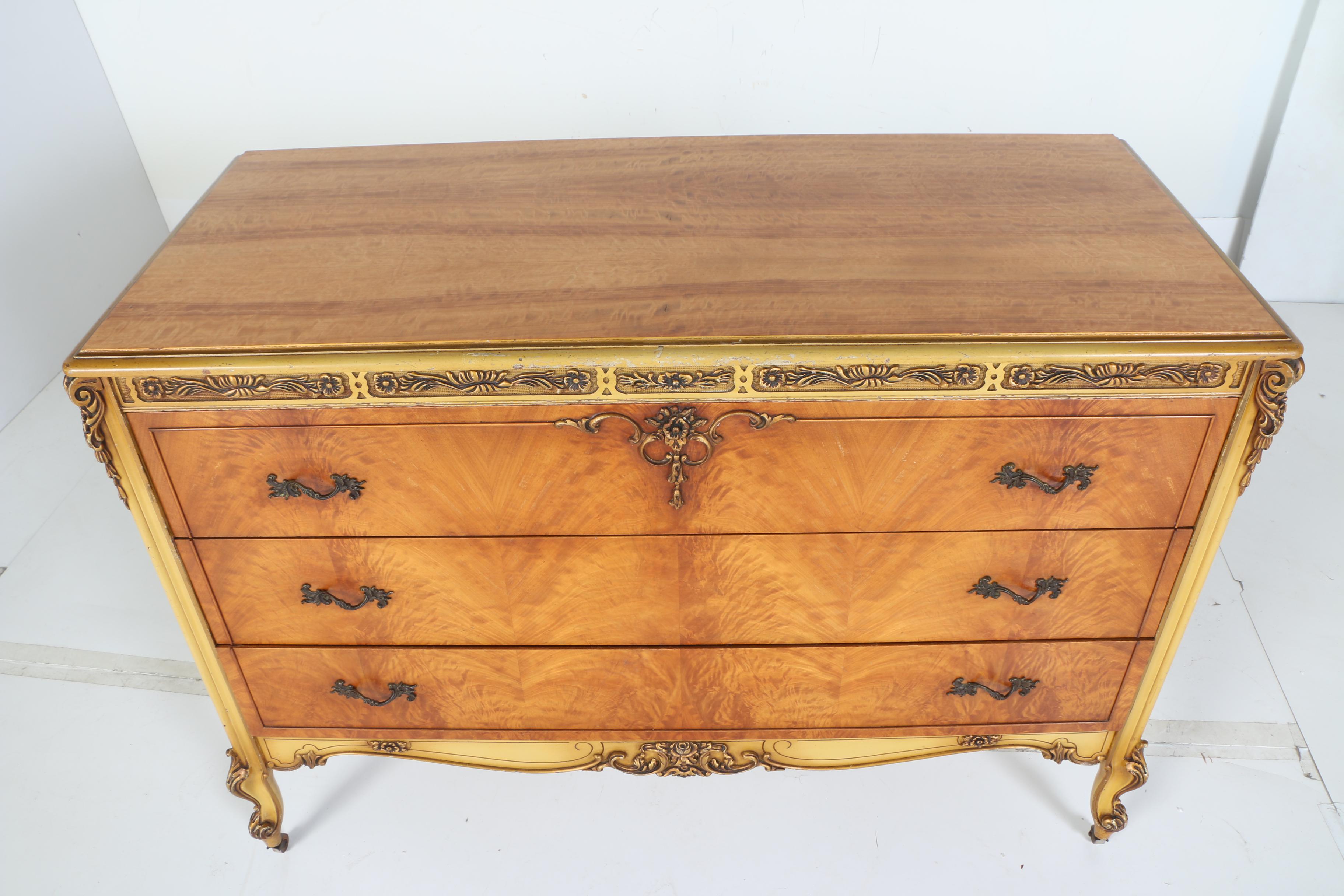 Vintage Louis XV Style Three-Drawer Dresser by John M. Smyth Co.