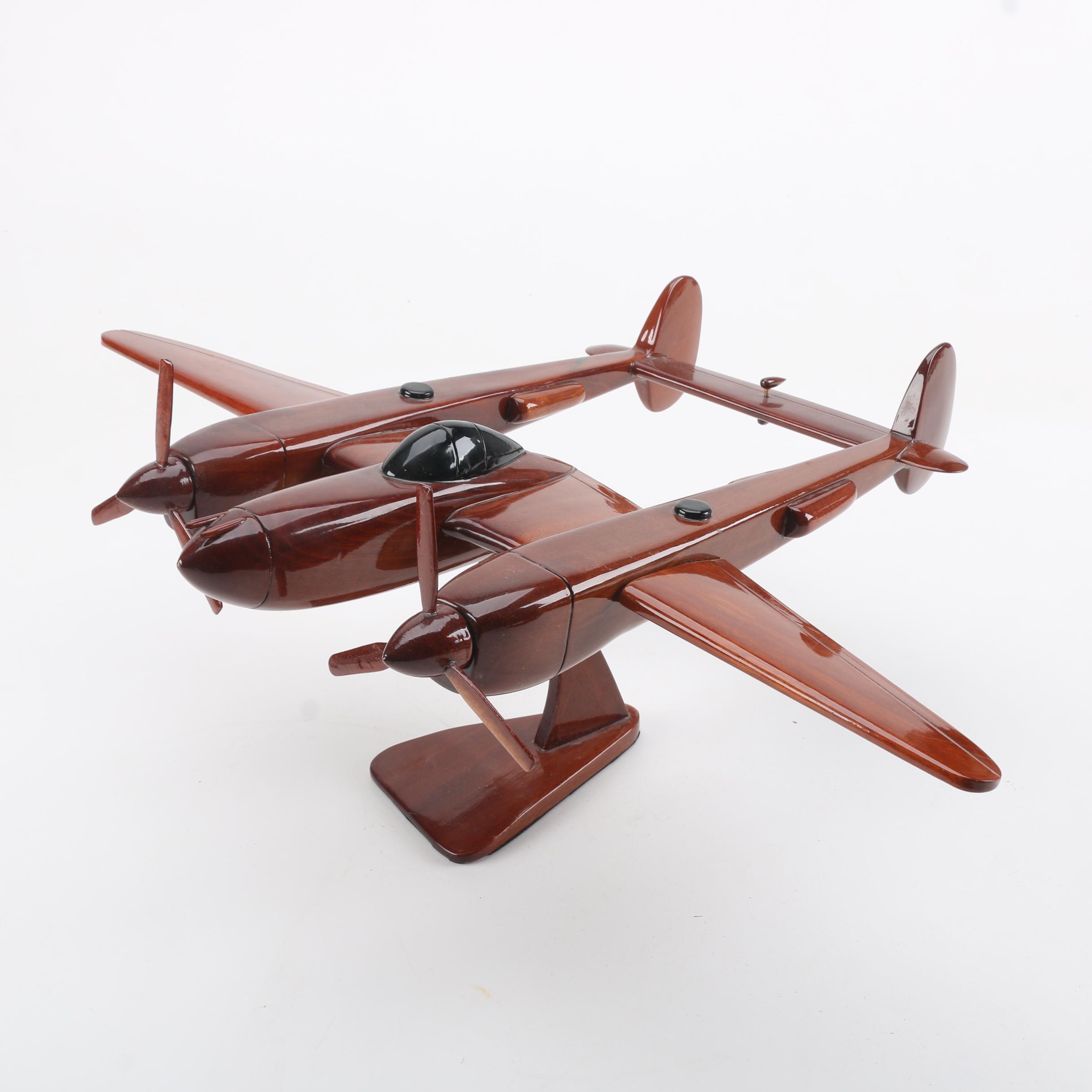 Wooden P-38 Lightning Model Airplane