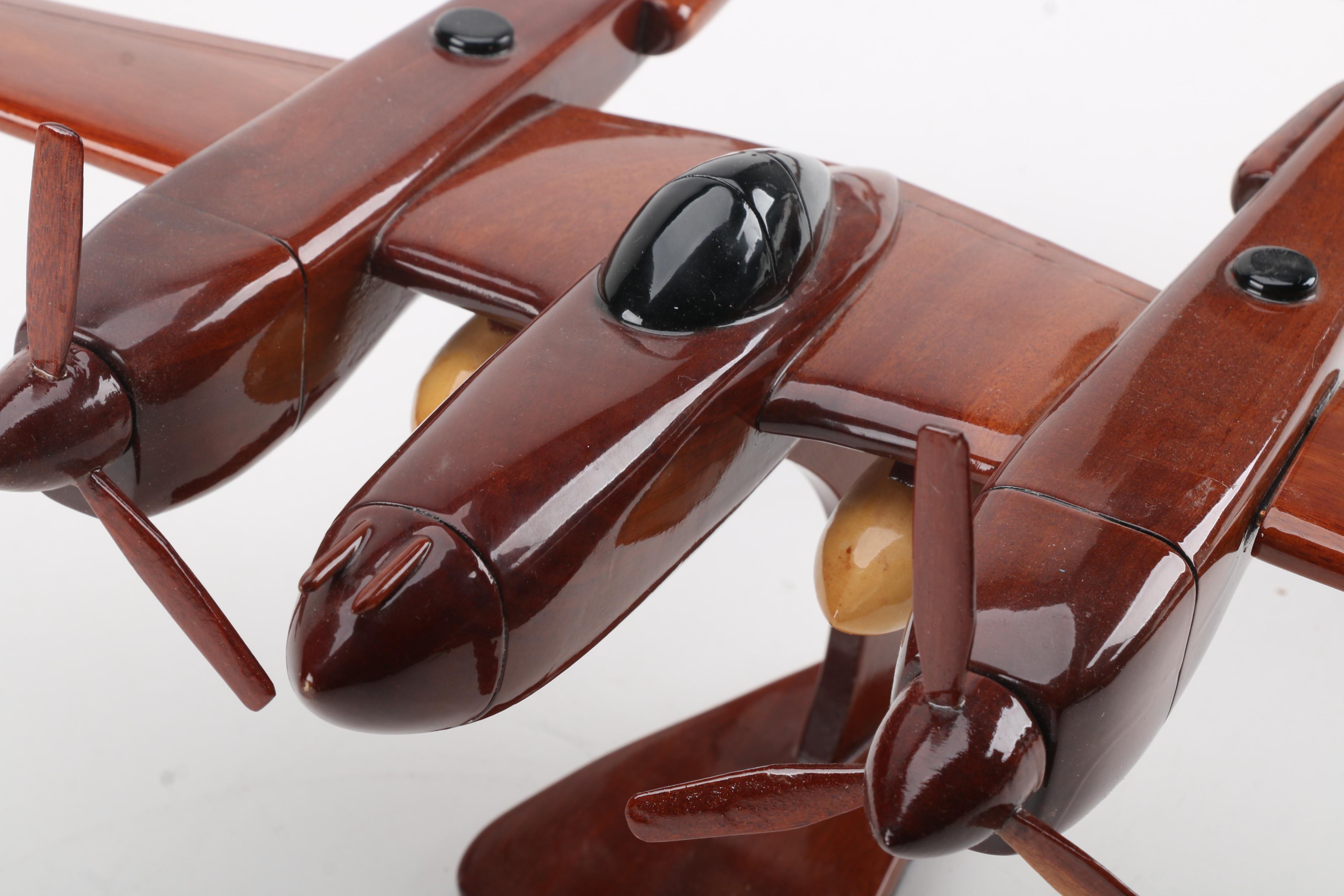 Wooden P-38 Lightning Model Airplane