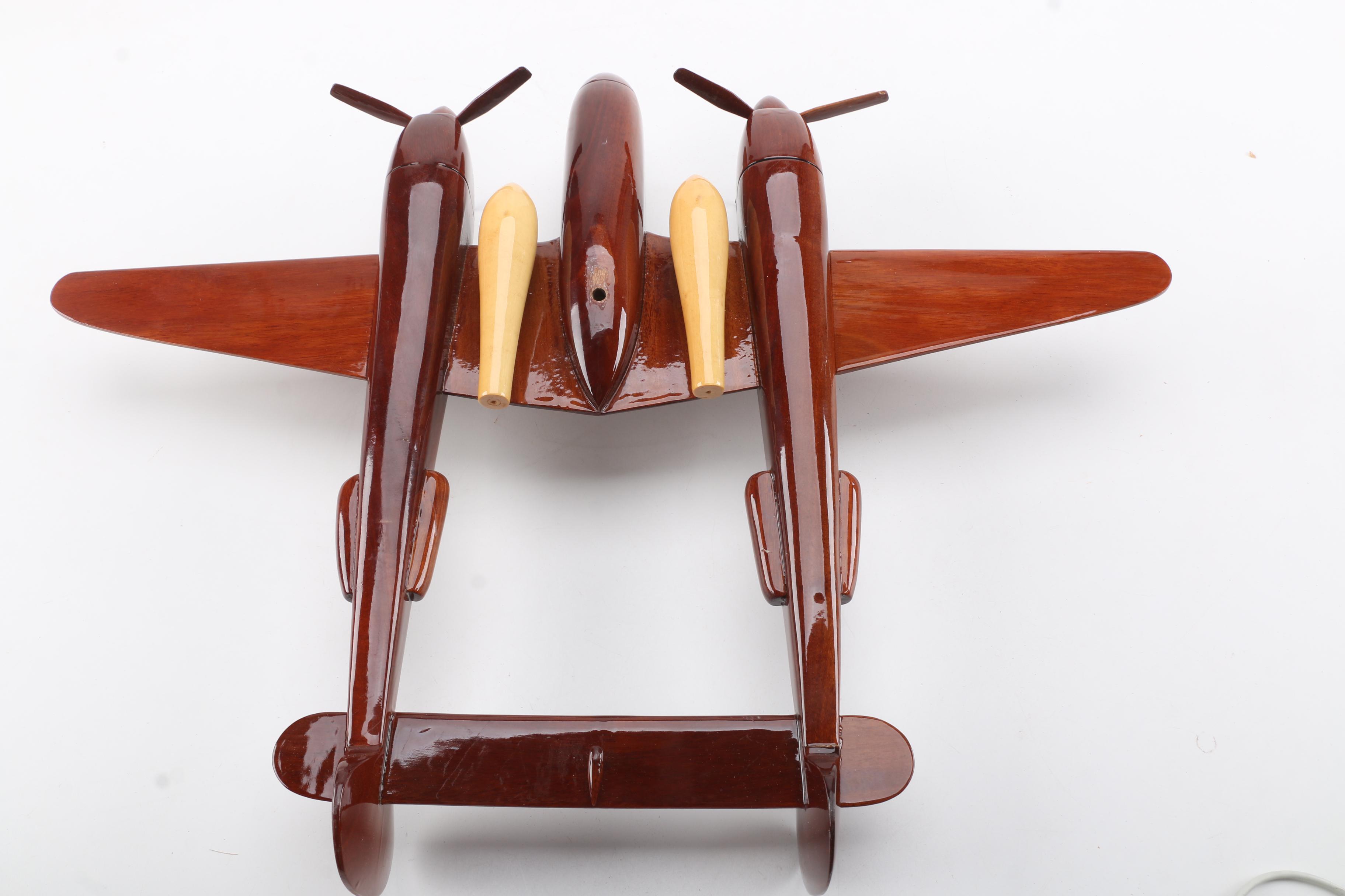 Wooden P-38 Lightning Model Airplane
