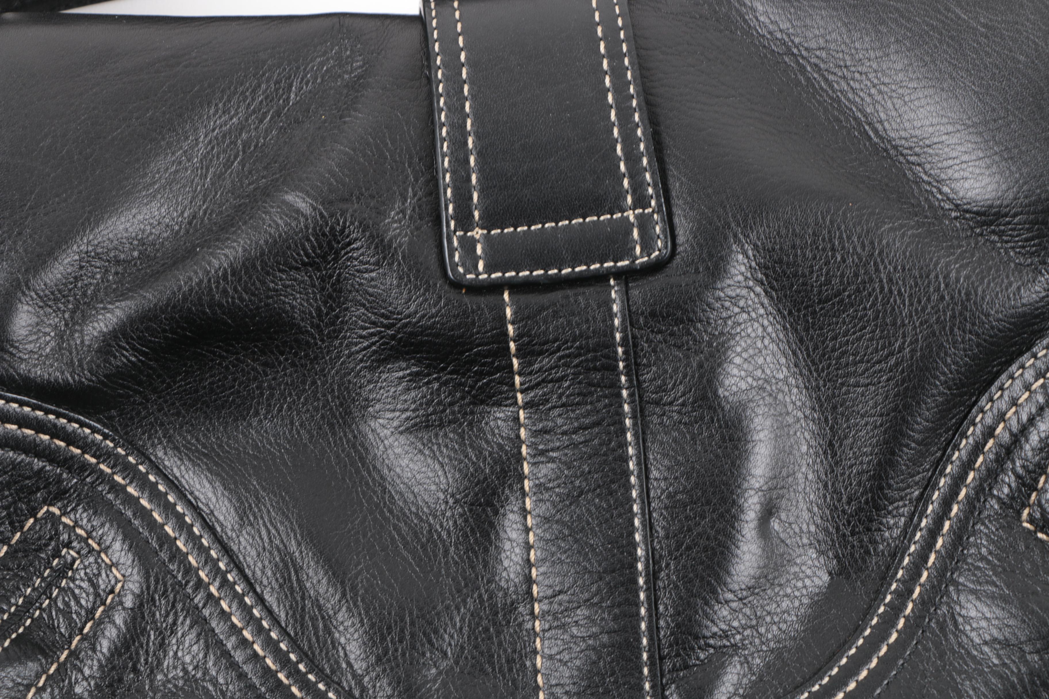 Coach Soho Black Leather Buckle Hobo Handbag with Wallet