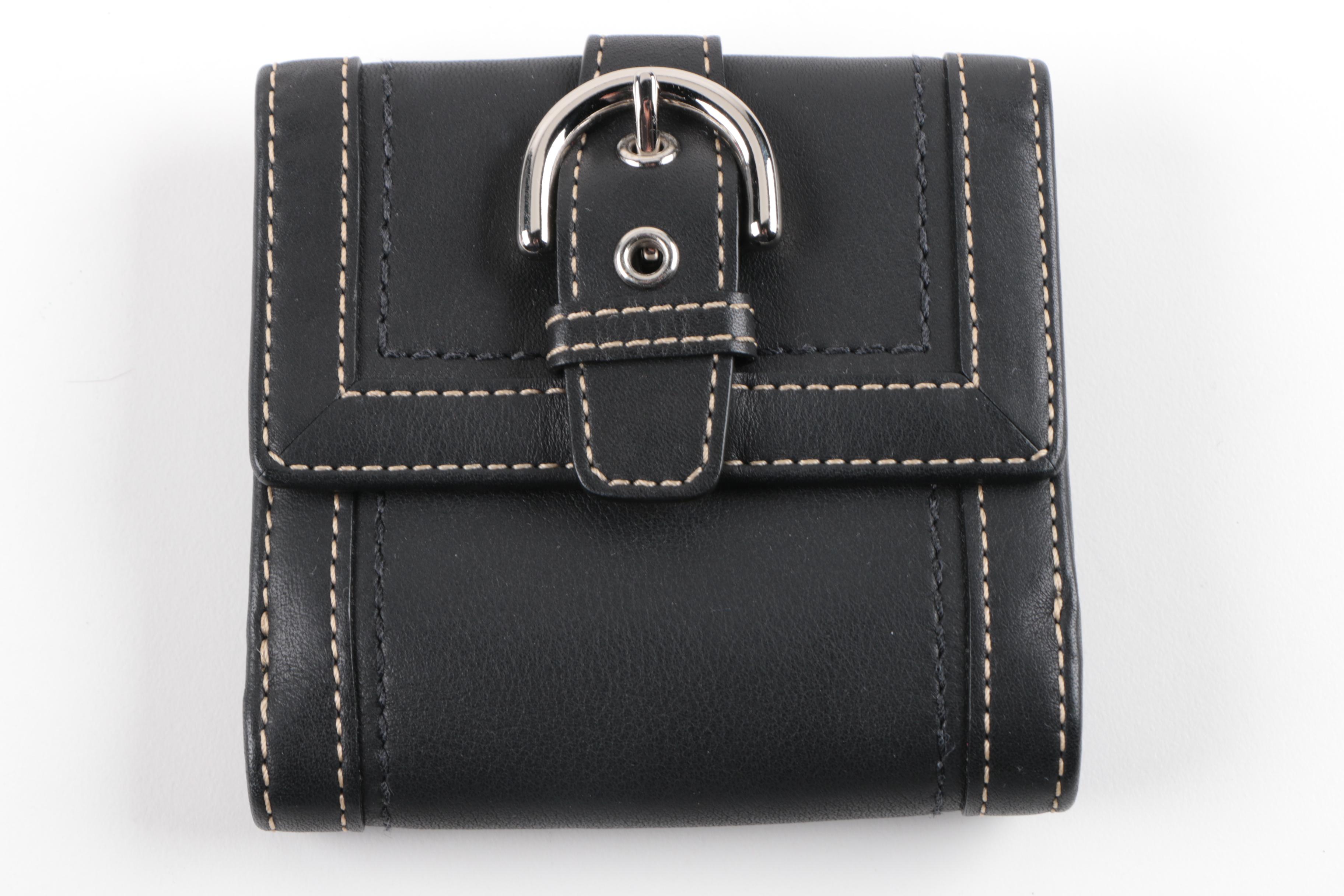 Coach Soho Black Leather Buckle Hobo Handbag with Wallet