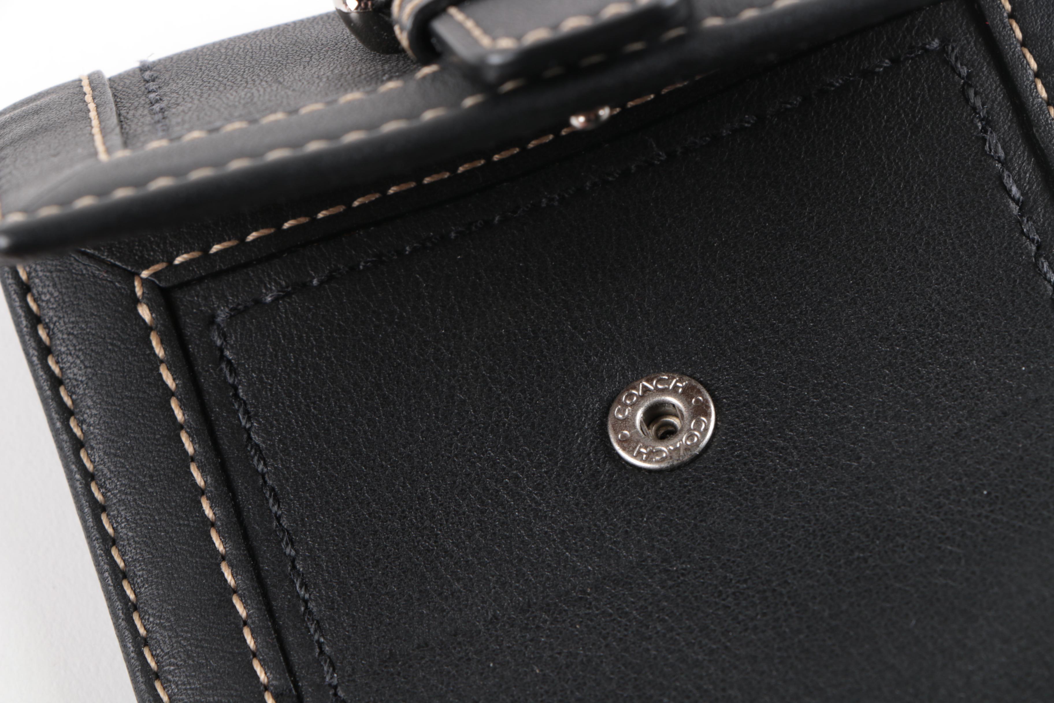 Coach Soho Black Leather Buckle Hobo Handbag with Wallet