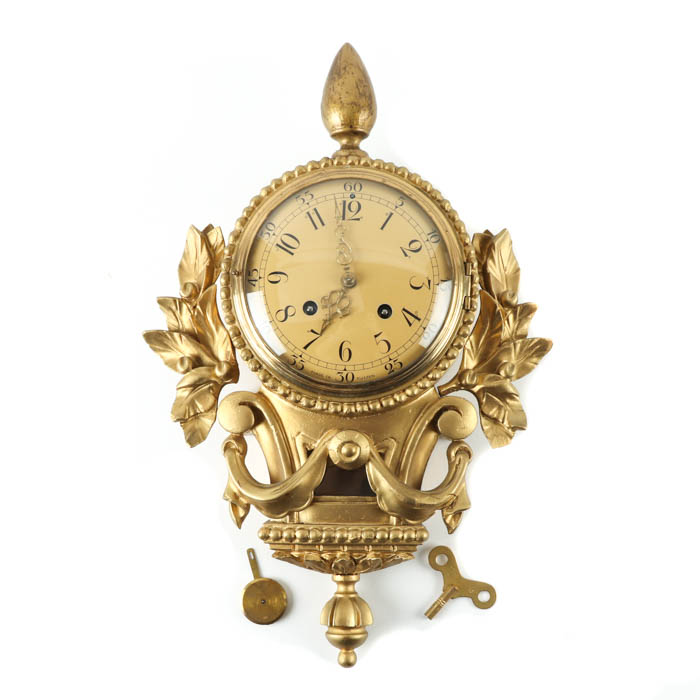 Vintage Westerstrand Swedish Gilt Cartel Clock