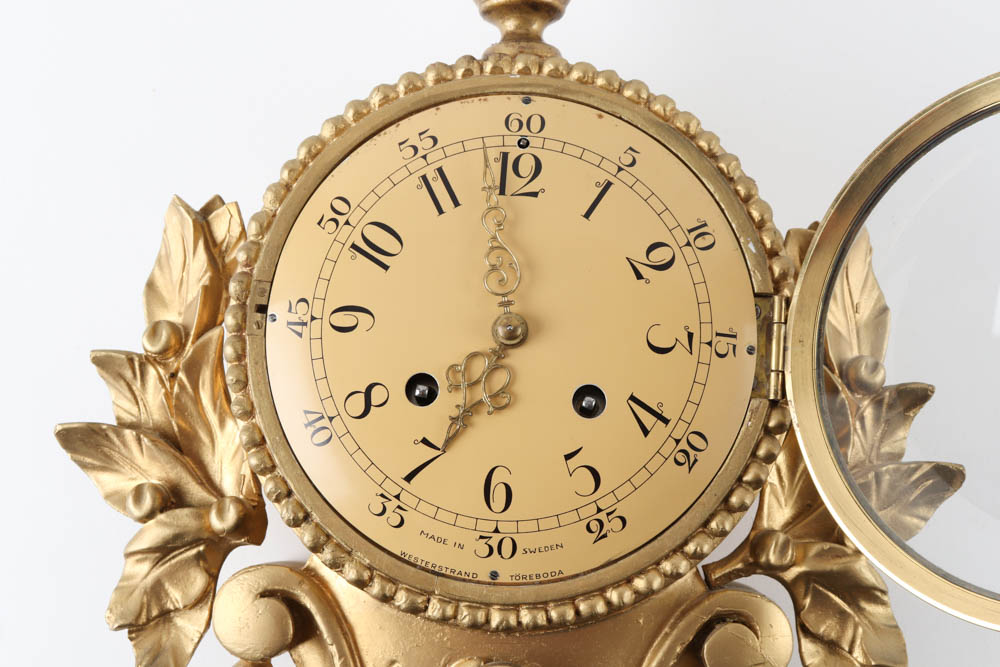 Vintage Westerstrand Swedish Gilt Cartel Clock