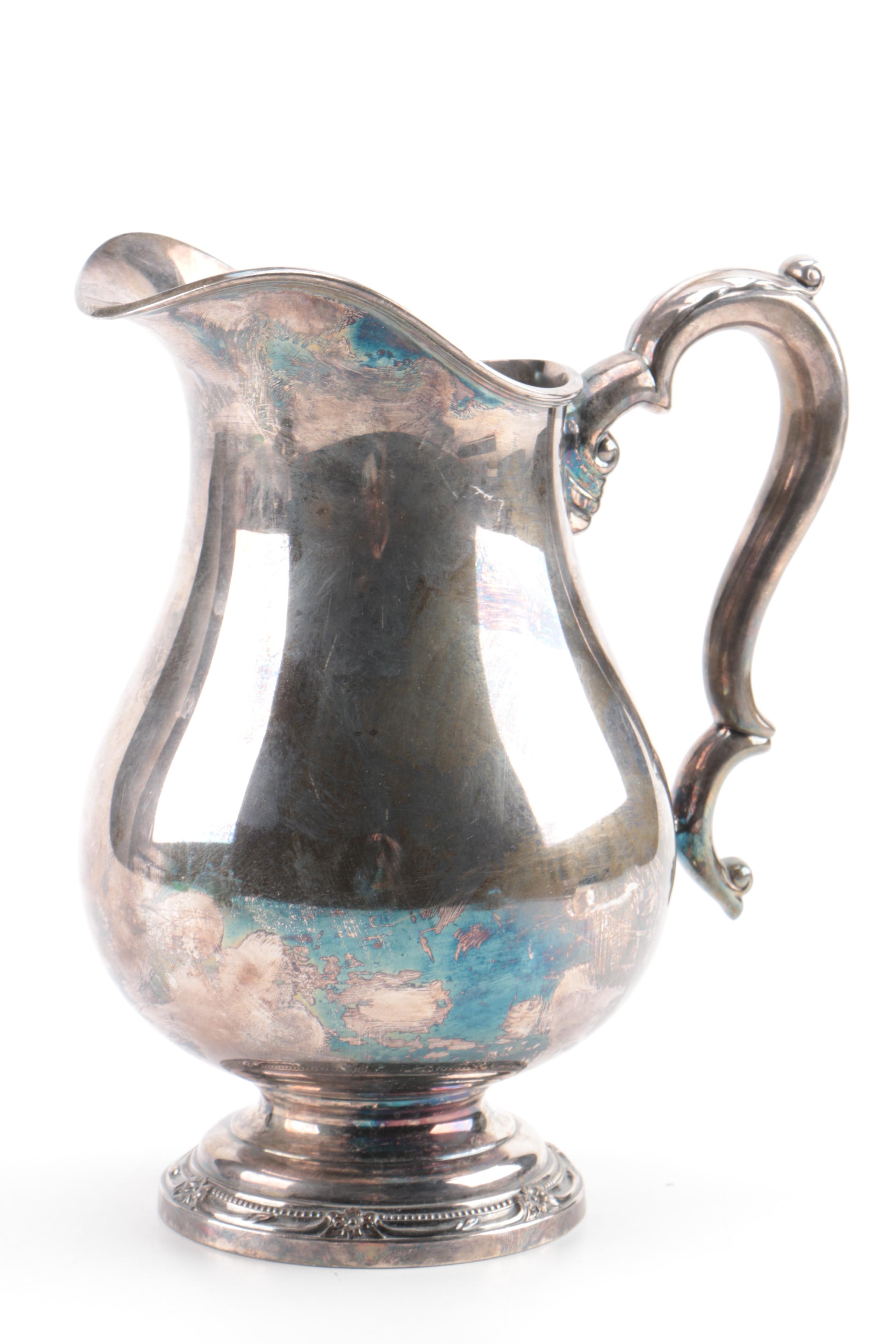 1847 Rogers Bros "Remembrance" Silver Plate Pitcher and Sheridan Bowl