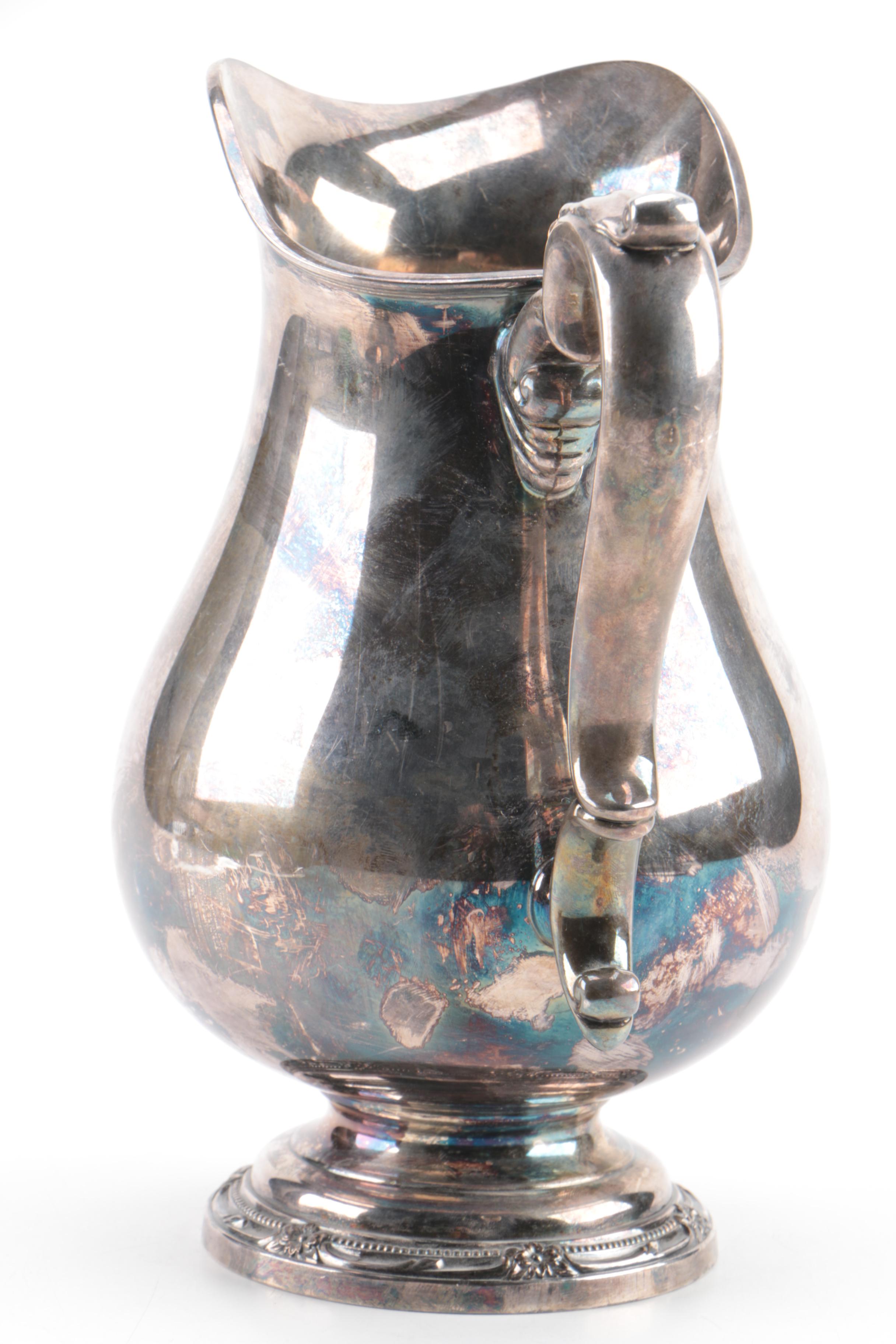 1847 Rogers Bros "Remembrance" Silver Plate Pitcher and Sheridan Bowl